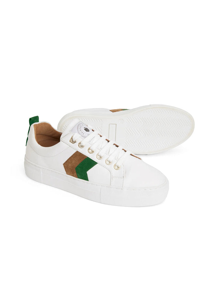 Fairfax & Favor Clover Green/Tan Platform Alexandra Trainer #Colour_Clover Green/Tan