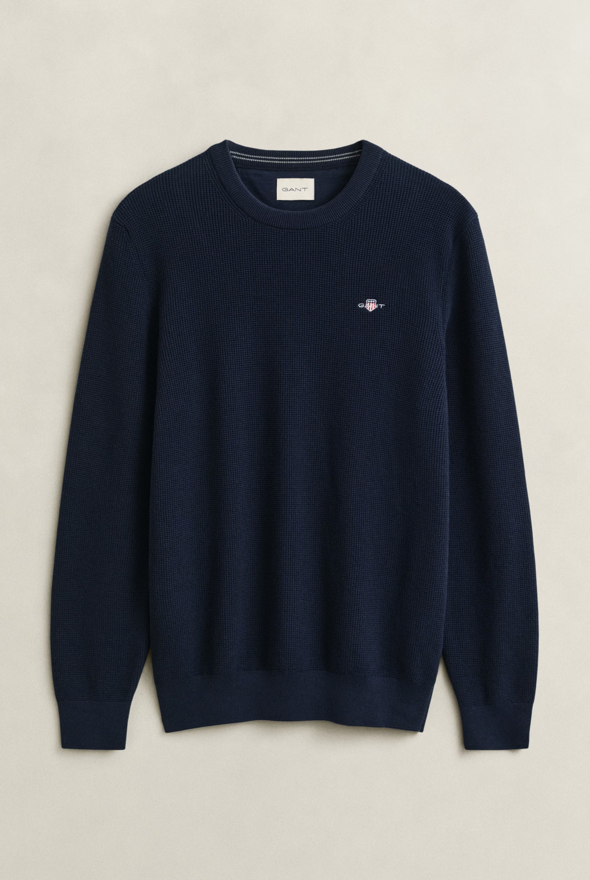 GANT Textured Cotton C-Neck #Colour_Evening Blue