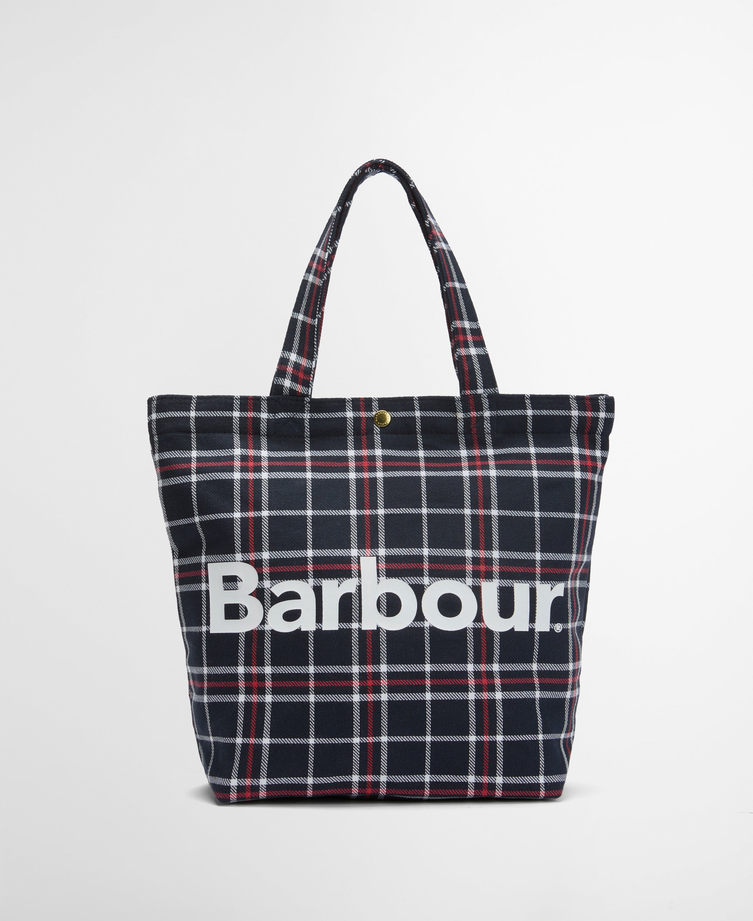 Barbour Navy/Red Check Mini Telfield Tartan Tote #Colour_Navy/Red Check