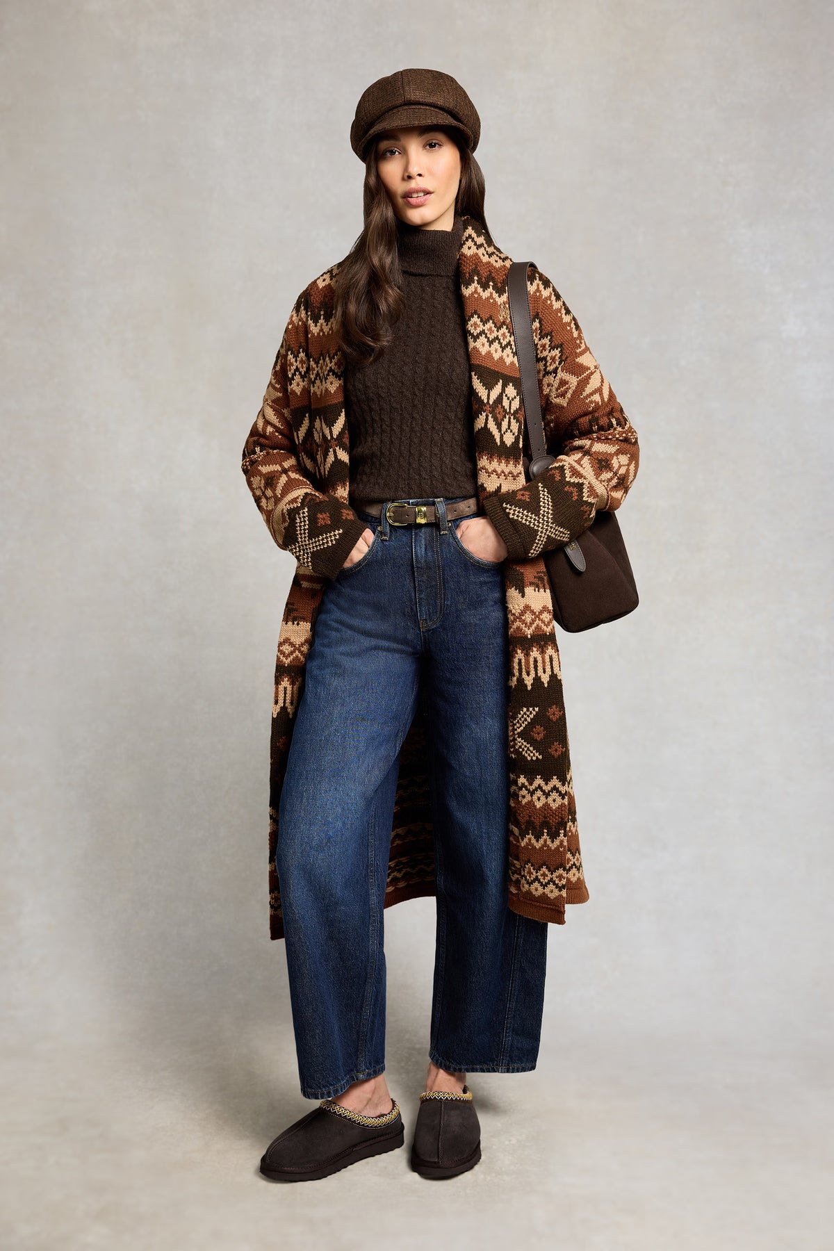 Holland Cooper Ultra Low Shearling Mule #Colour_Chocolate