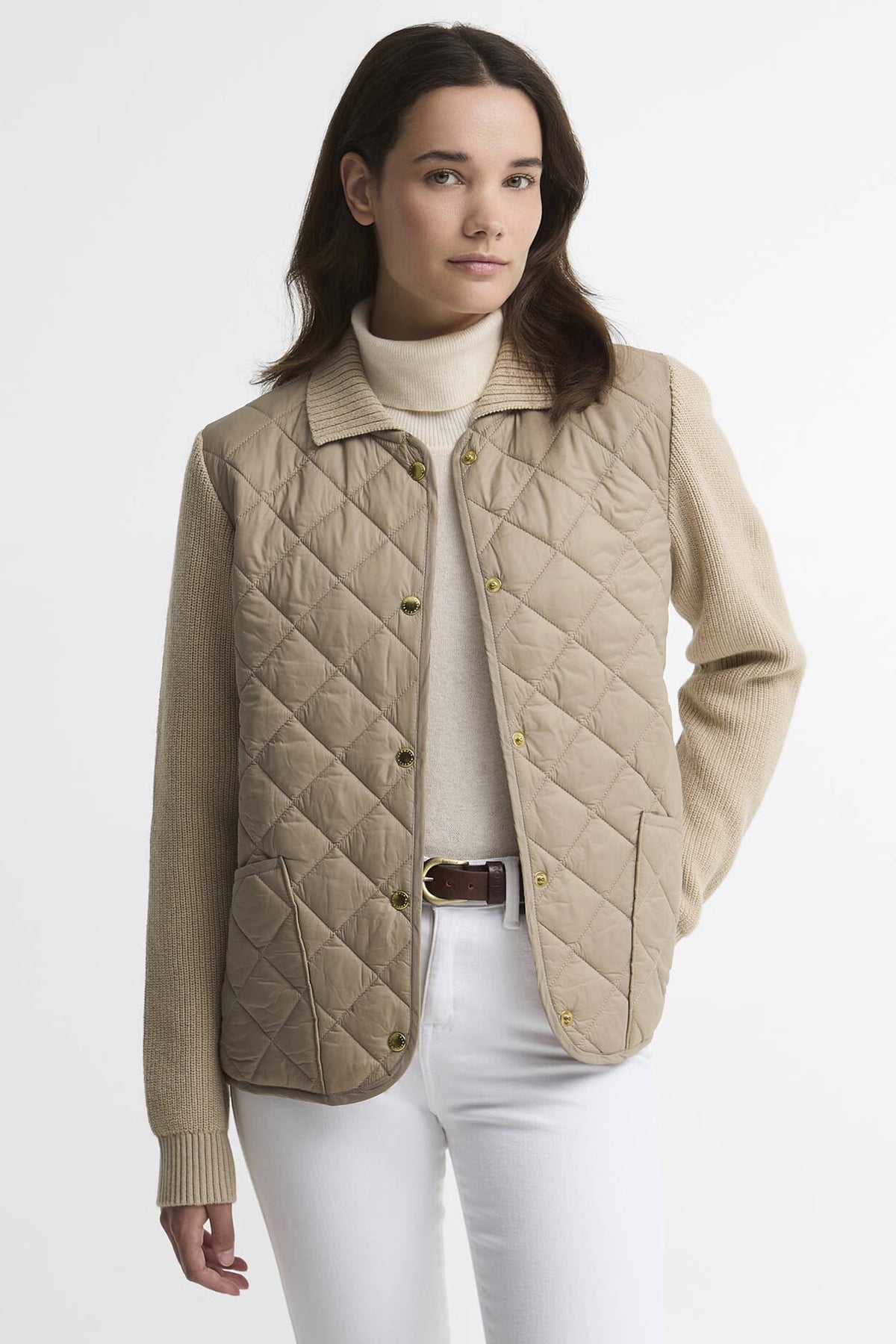 Barbour Allendale Knitted Cardigan #Colour_Warm Trench