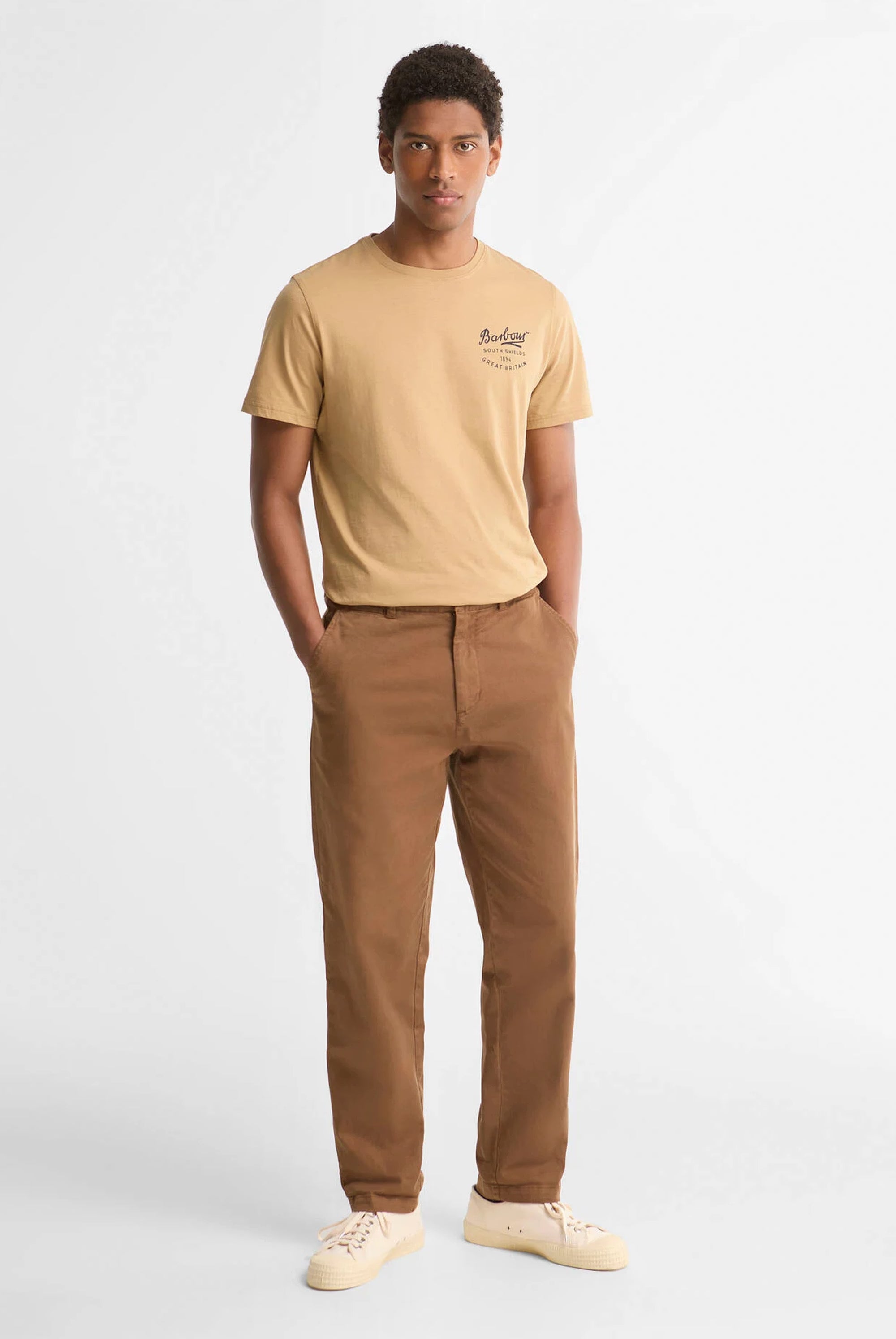 Barbour Washed Twill Tailored Trouser #Colour_Dark Sand