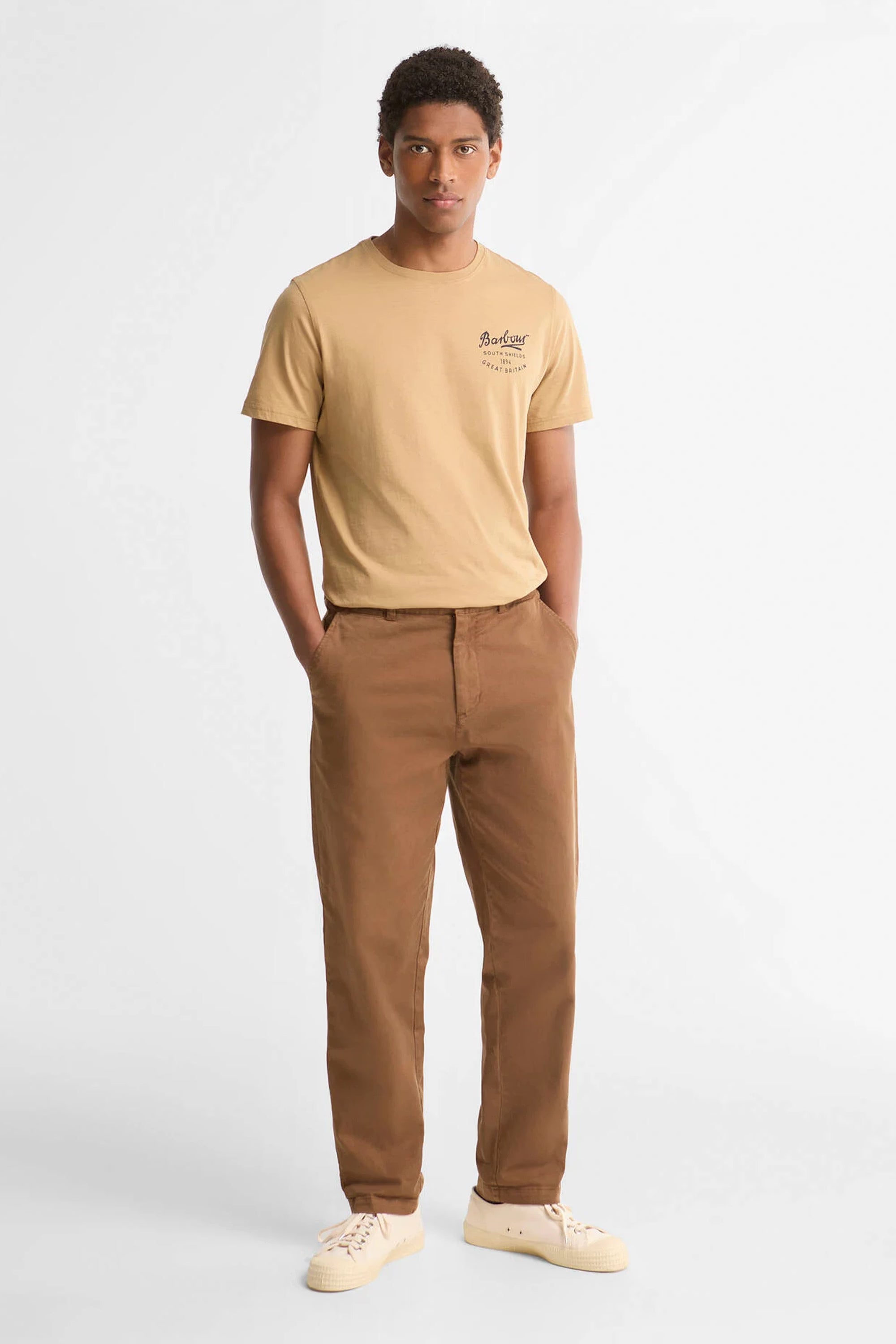 Barbour Washed Twill Tailored Trouser #Colour_Dark Sand