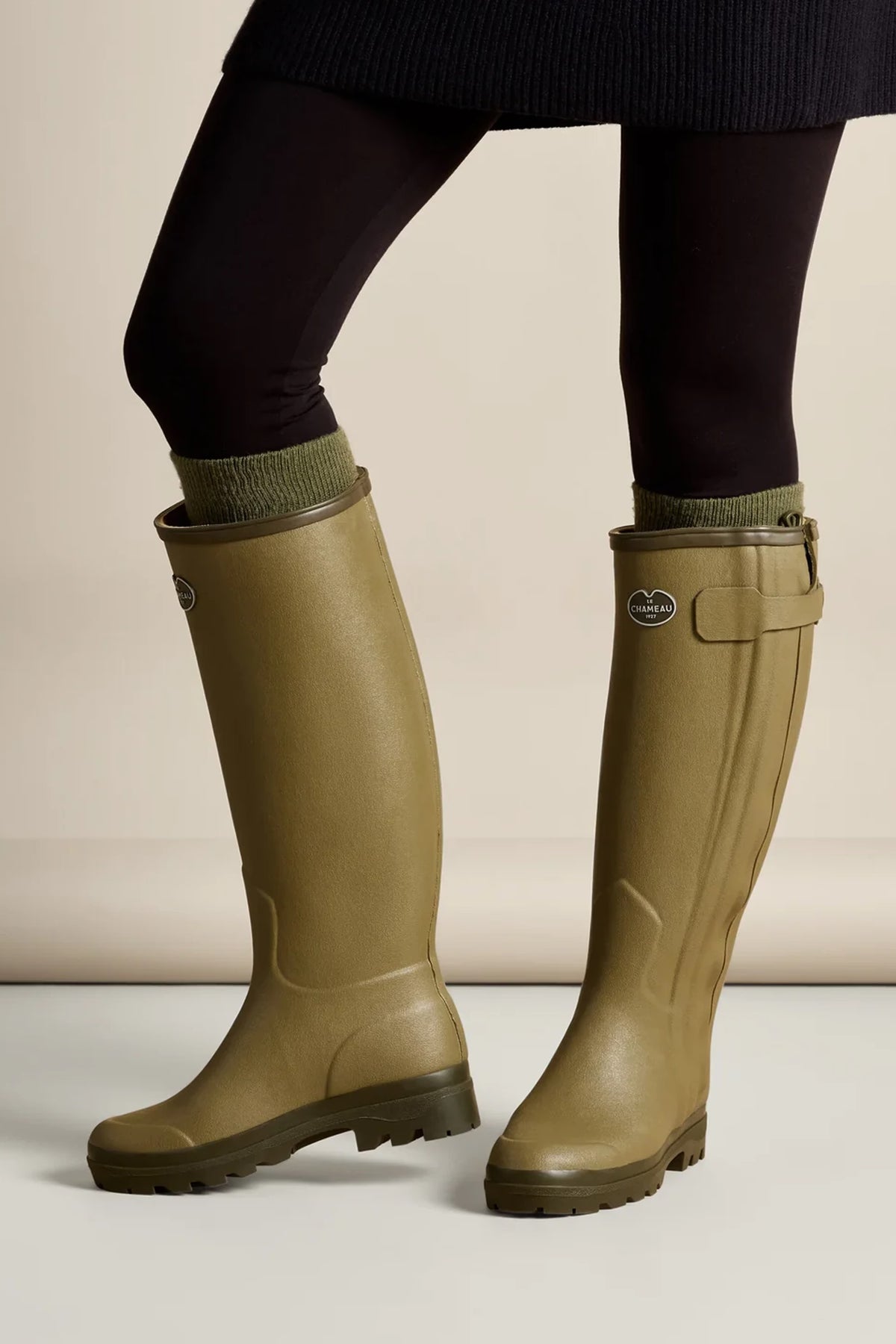 Le Chameau Women's Chasseur Leather Lined Wellington Boot #Colour_Vert Vierzon