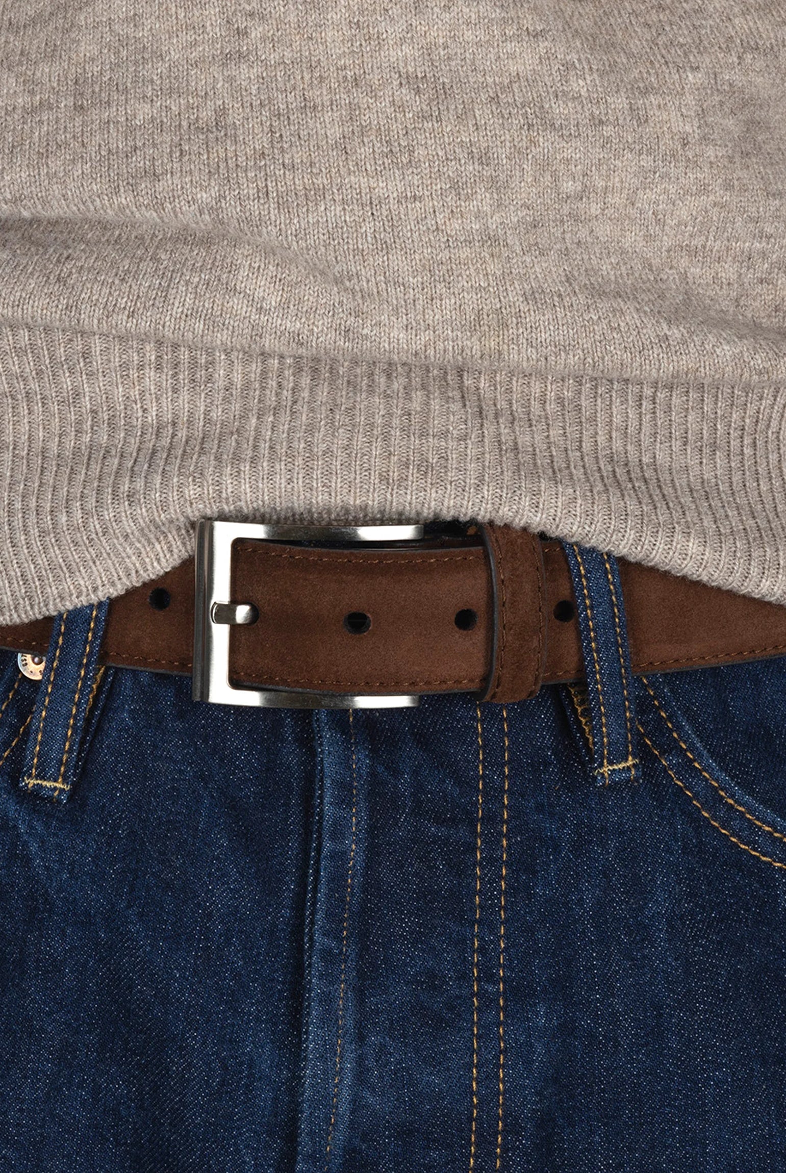 Loake Brown Suede William Suede Belt #Colour_Brown Suede