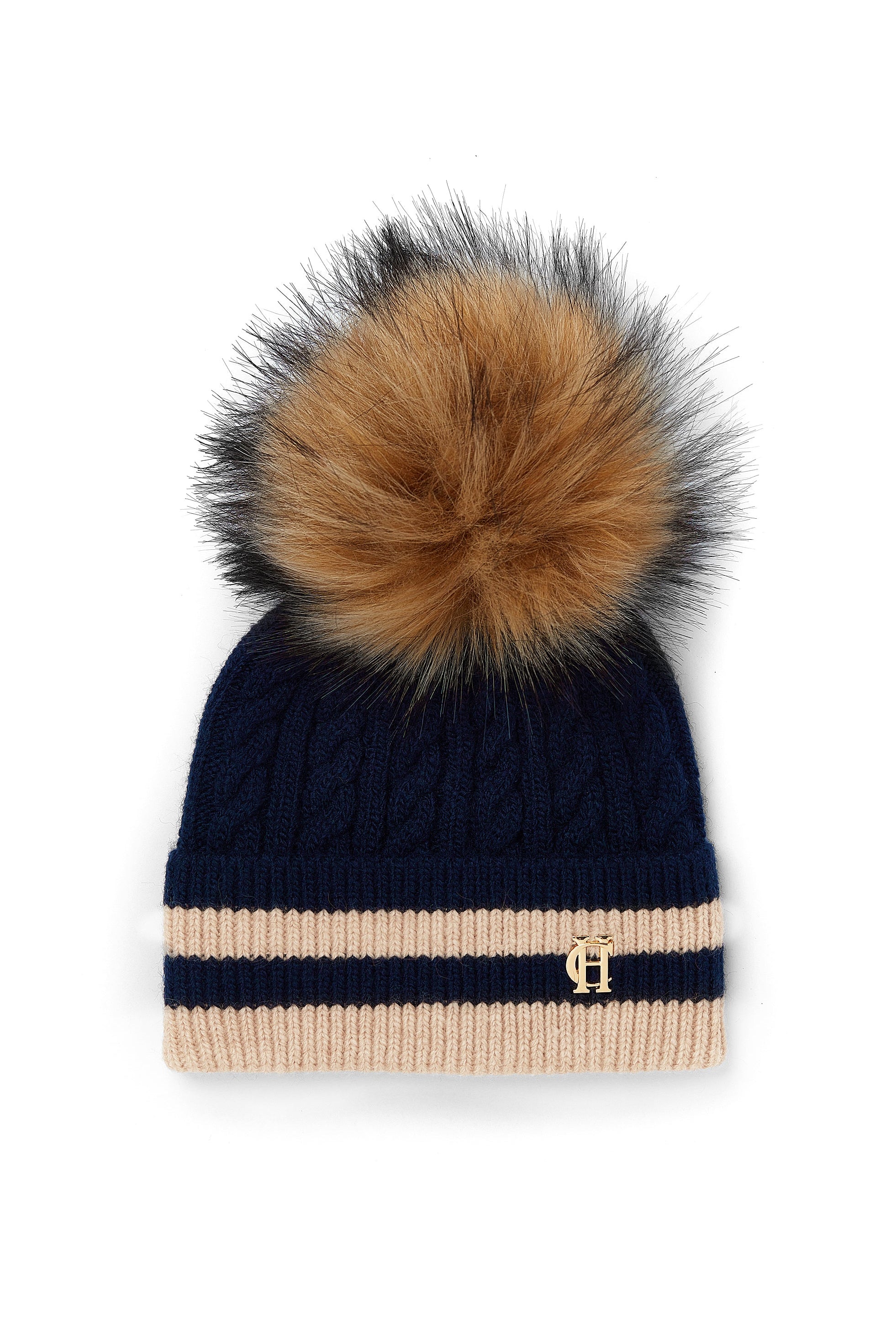 Zoe Bobble Hat - ink navy stripe