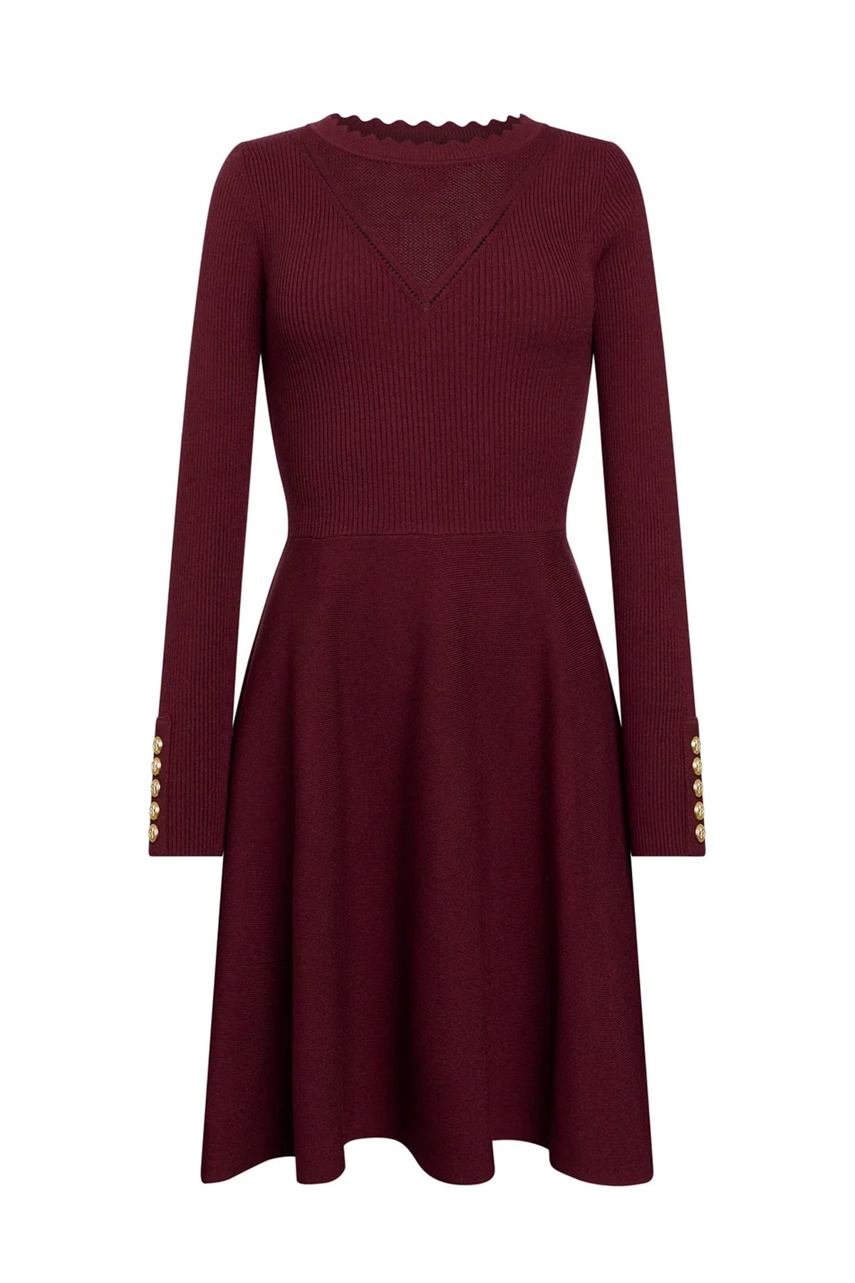 Holland Cooper Spencer Knitted Fit & Flare Dress #Colour_Burgundy