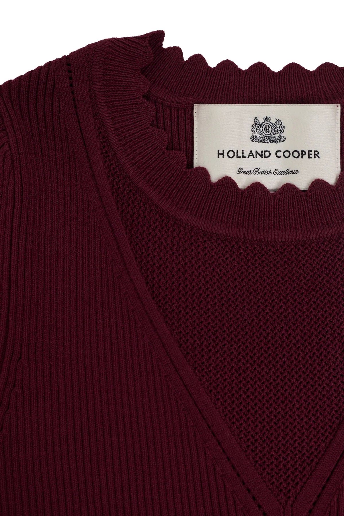 Holland Cooper Spencer Knitted Fit & Flare Dress #Colour_Burgundy
