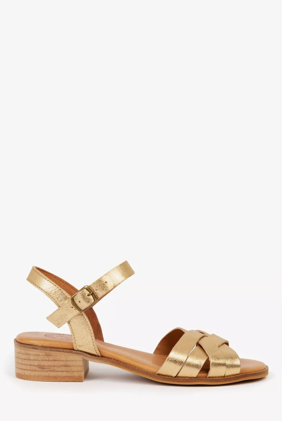 Penelope Chilvers Gold Heeled Shepherdess Metalic Leather Sandal #Colour_Gold