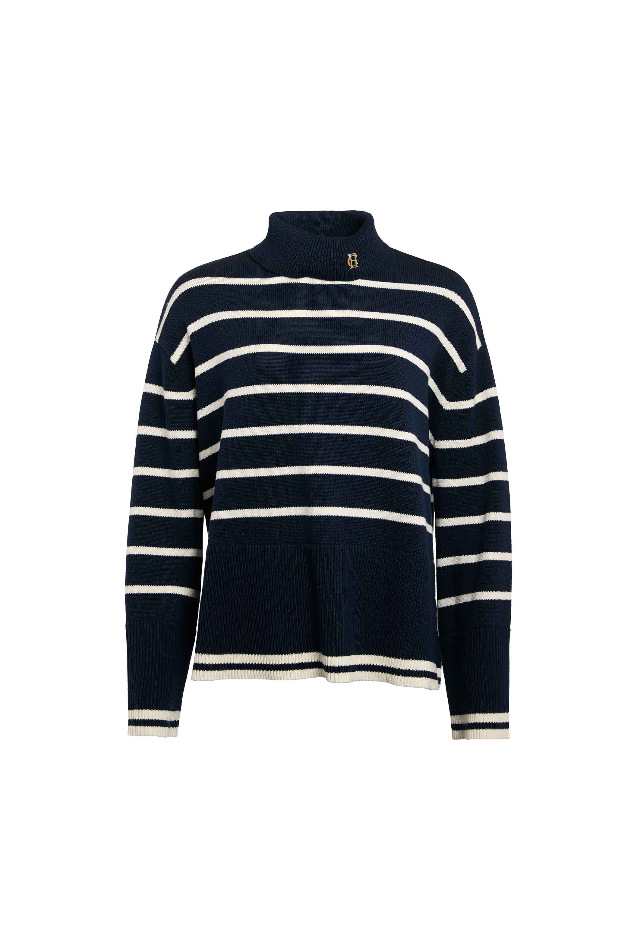 Antonia Roll Neck Knit - ink navy stripe - L - View 18