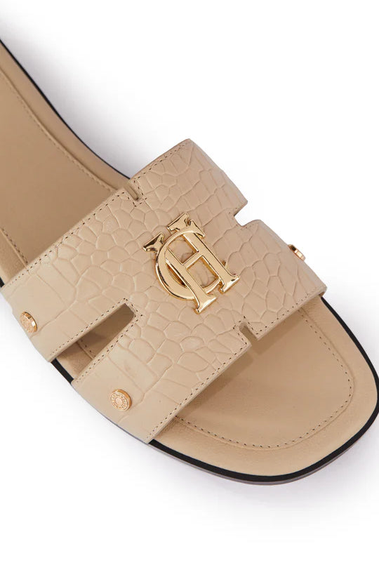 Holland Cooper Monogram Slides #Colour_Taupe Croc