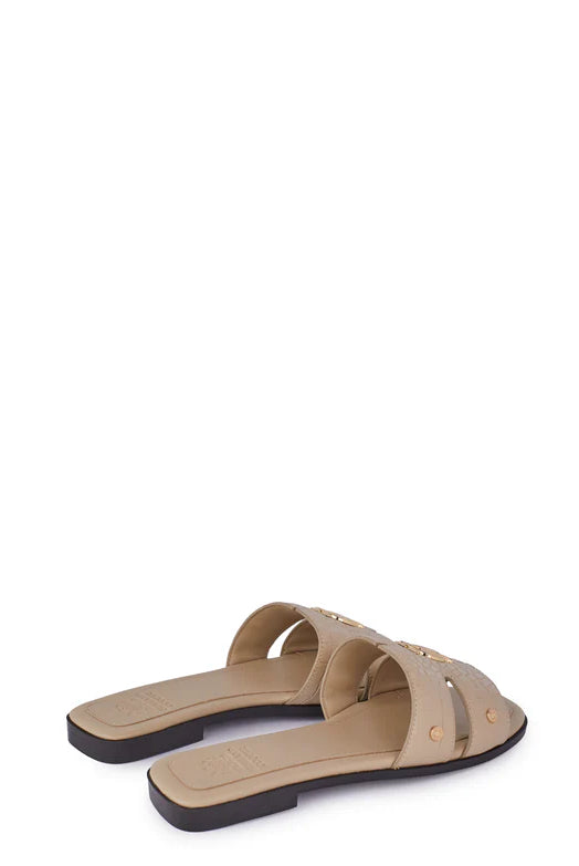 Holland Cooper Monogram Slides #Colour_Taupe Croc