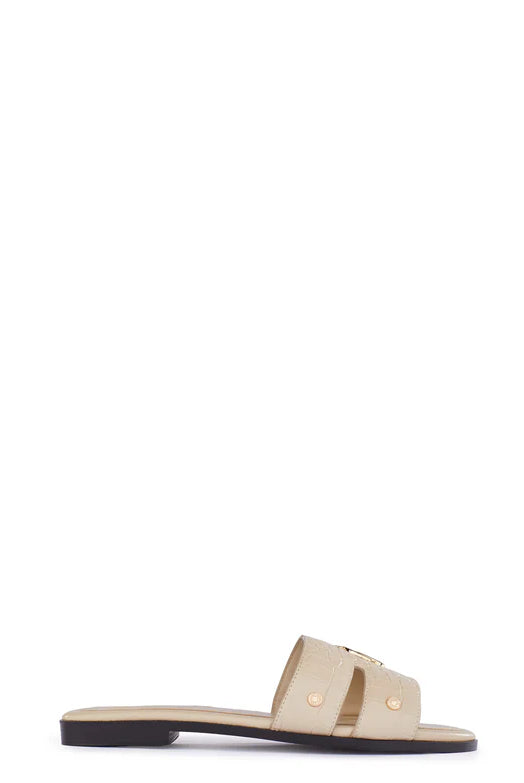 Holland Cooper Monogram Slides #Colour_Taupe Croc