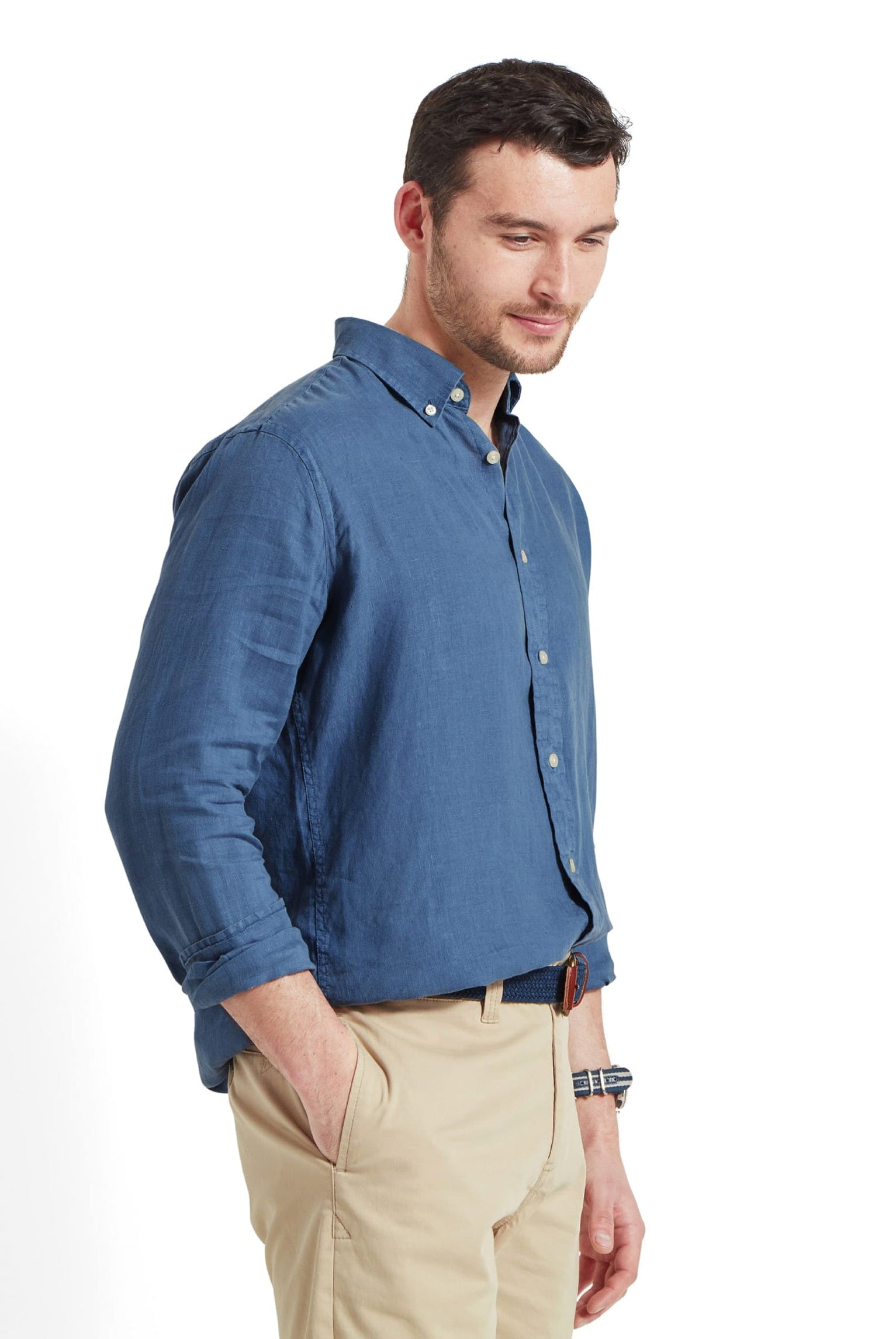 Schoffel French Navy Walsingham Linen Shirt #Colour_French Navy