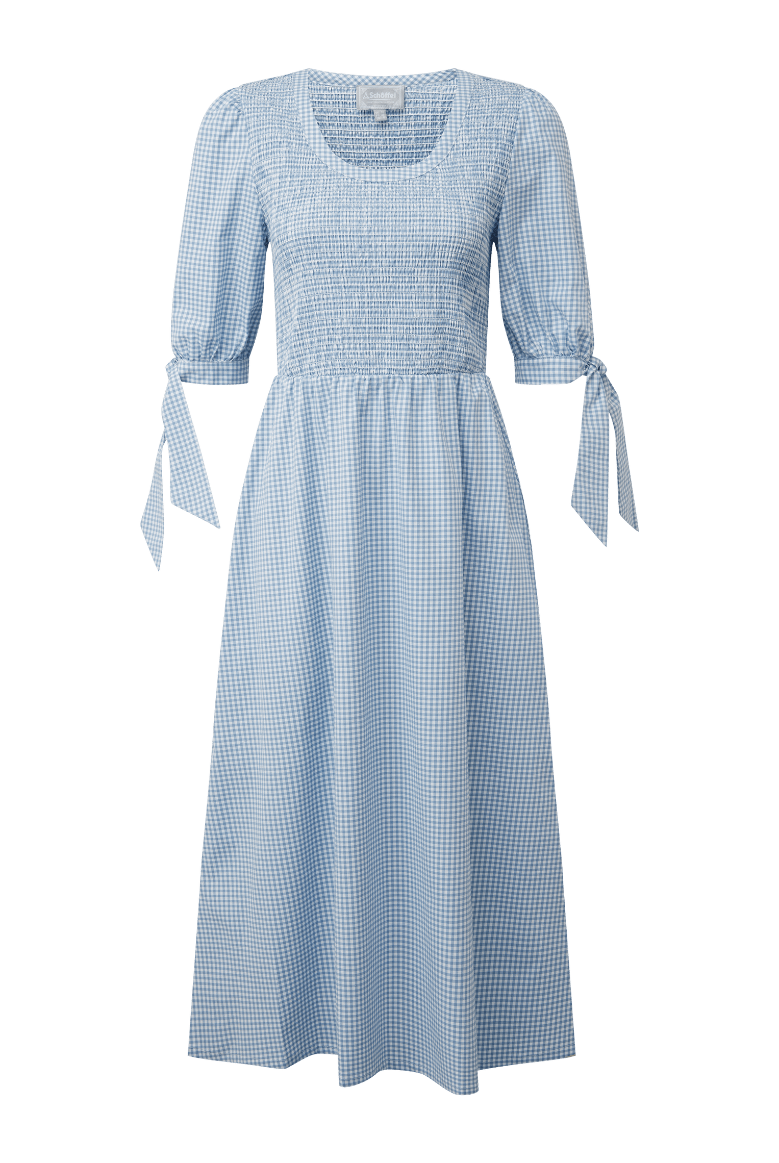 Schoffel Denim Blue Flora Gingham Dress #Colour_Denim Blue