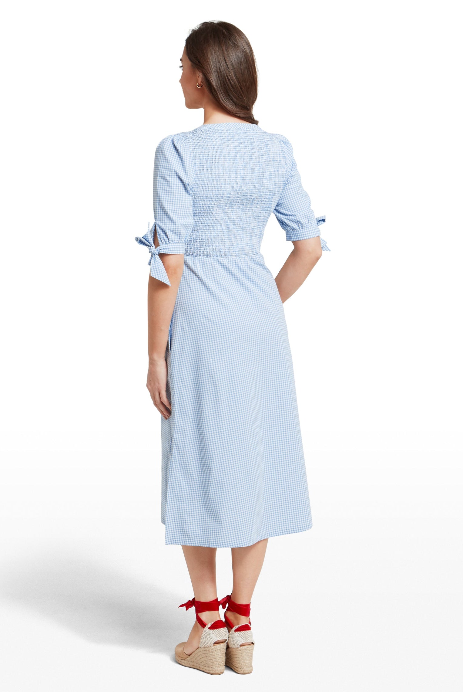 Schoffel Denim Blue Flora Gingham Dress #Colour_Denim Blue