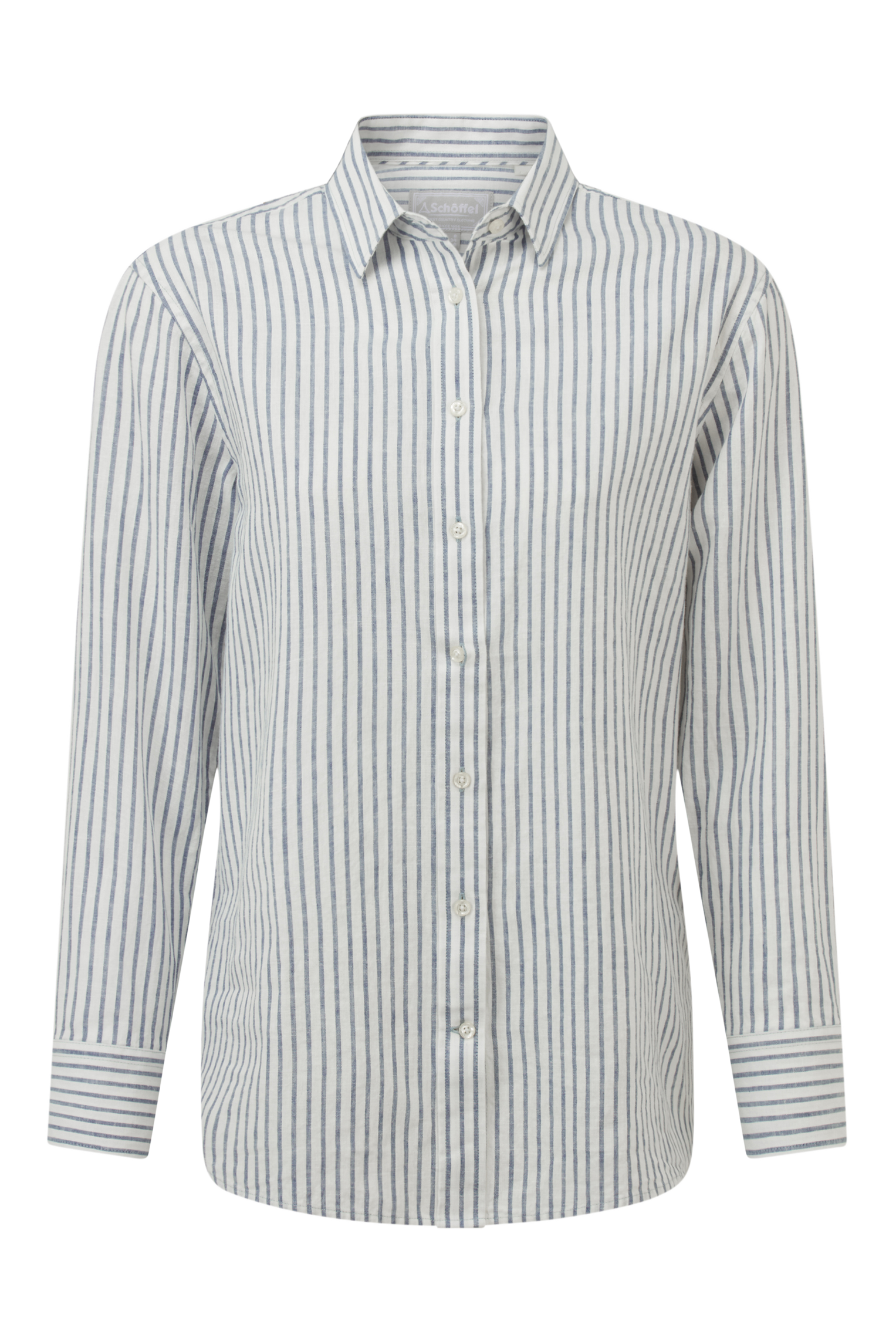 Schoffel Blue Stripe Salthouse Linen Shirt #Colour_Blue Stripe