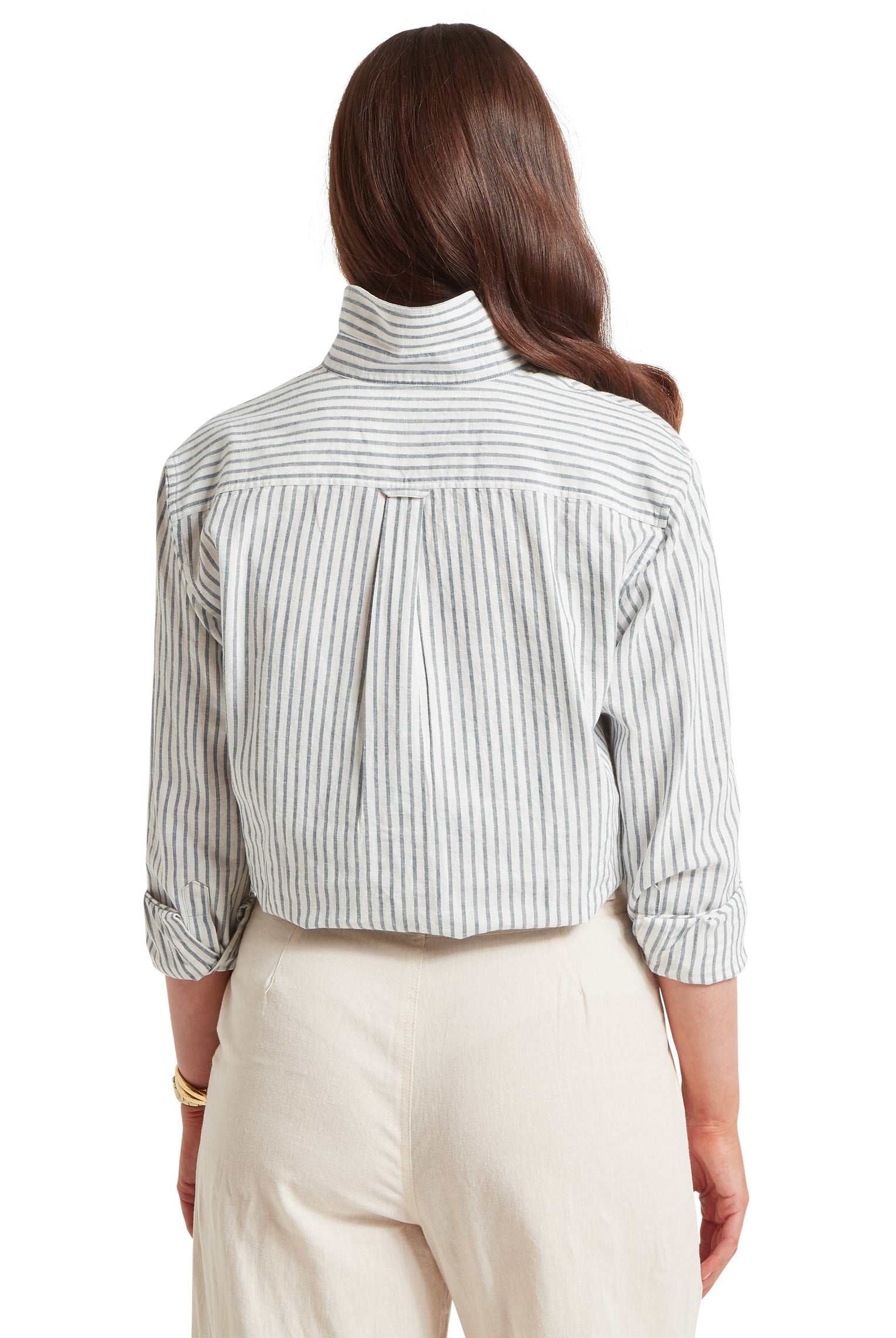 Schoffel Blue Stripe Salthouse Linen Shirt #Colour_Blue Stripe