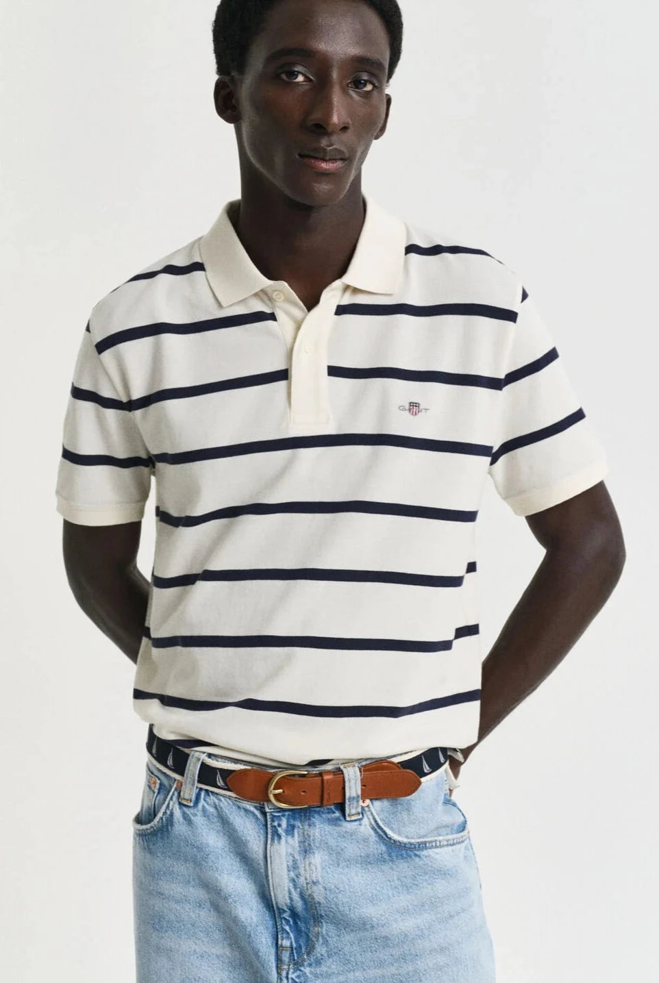 GANT Striped Polo #Colour_Cream
