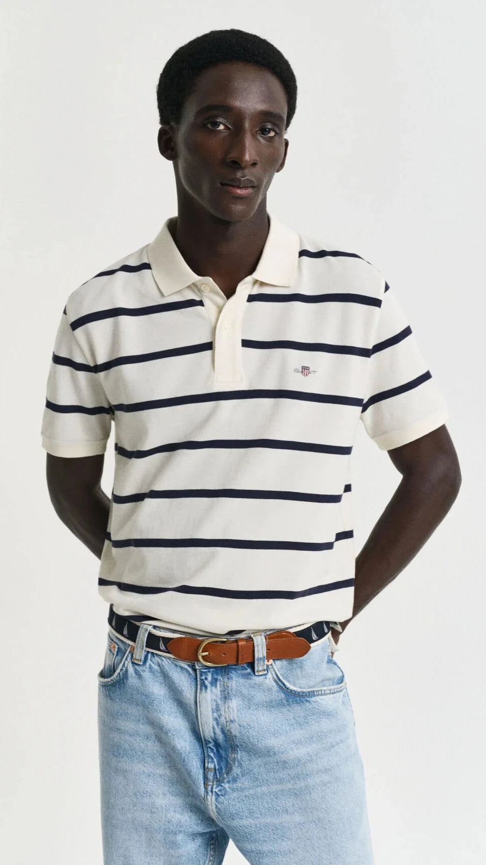 GANT Striped Polo #Colour_Cream