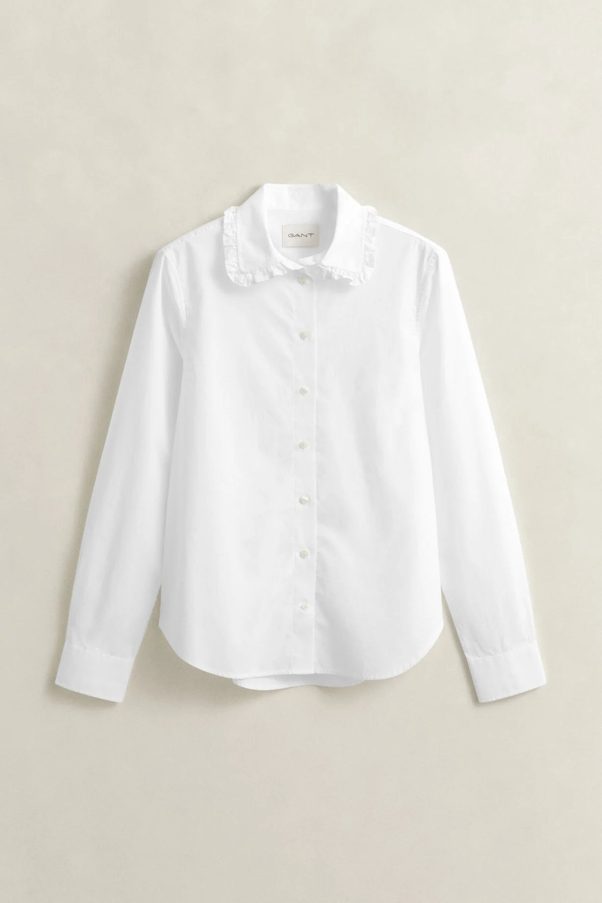 GANT White Reg CTN Frill Collar Shirt #Colour_White