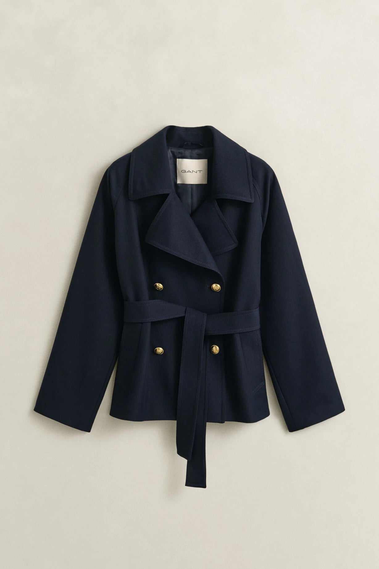 GANT Evening Blue Fluid Short Trench Coat #Colour_Evening Blue