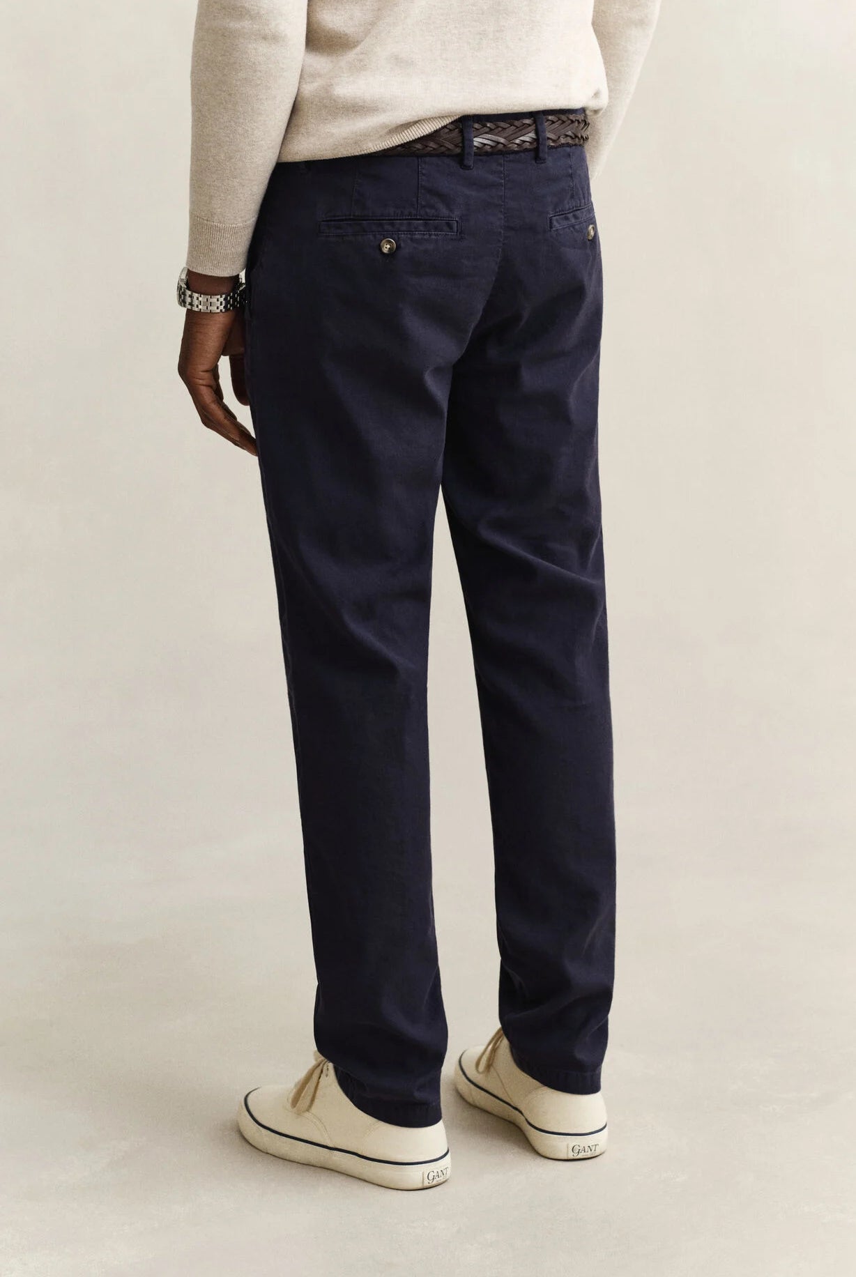 GANT Evening Blue Slim Cotton Linen Chino #Colour_Evening Blue