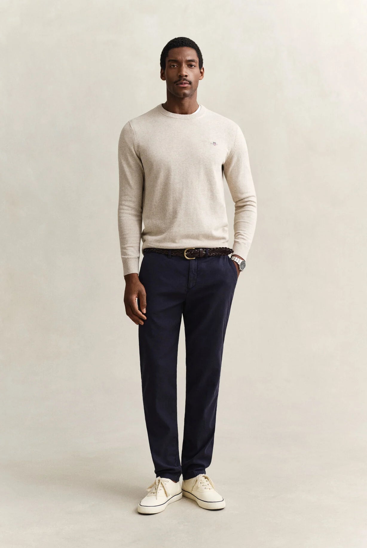 GANT Evening Blue Slim Cotton Linen Chino #Colour_Evening Blue