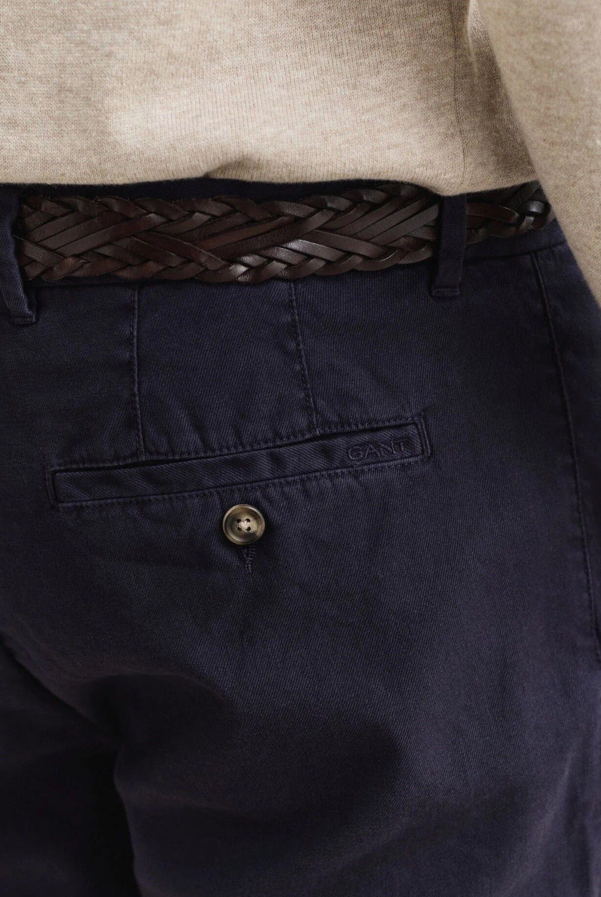 GANT Evening Blue Slim Cotton Linen Chino #Colour_Evening Blue