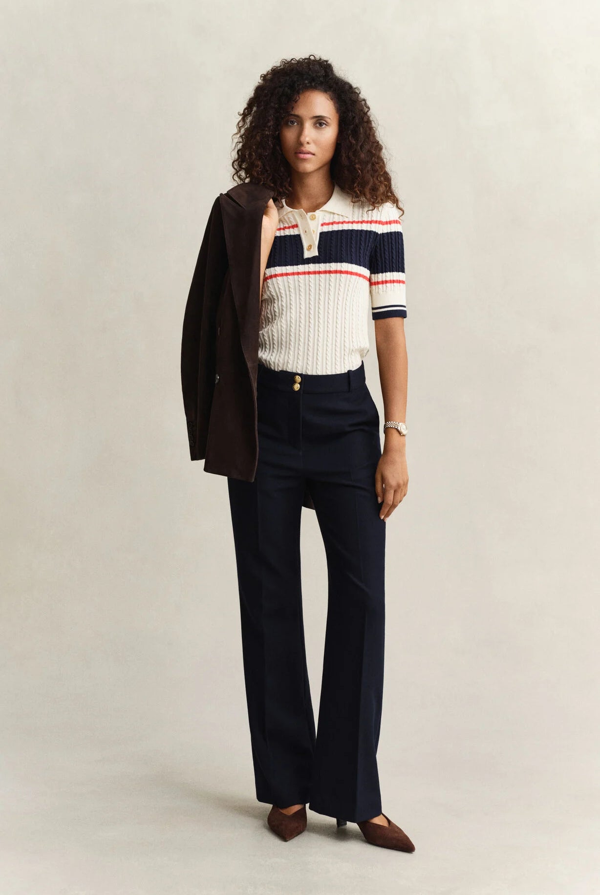 GANT Evening Blue Slim Flare Nautical Pants #Colour_Evening Blue