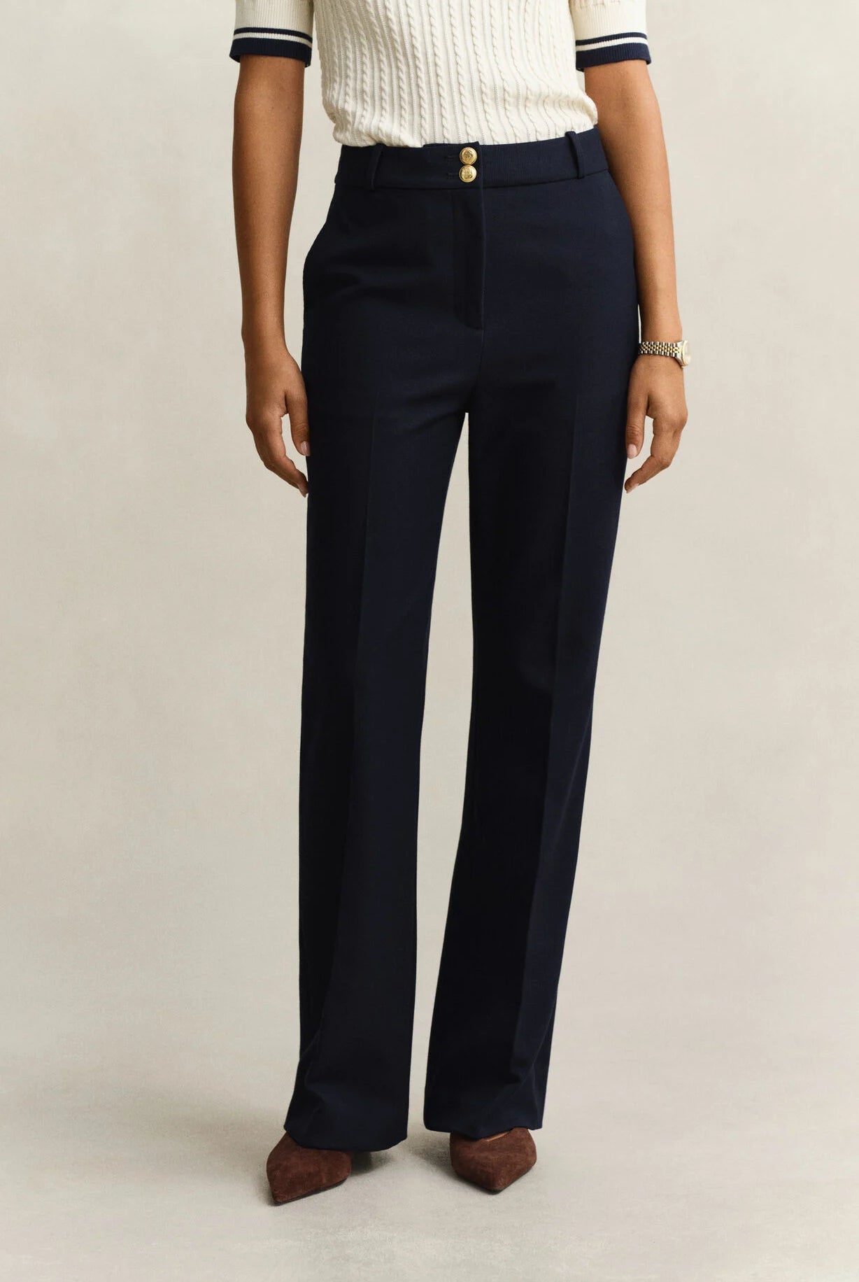 GANT Evening Blue Slim Flare Nautical Pants #Colour_Evening Blue