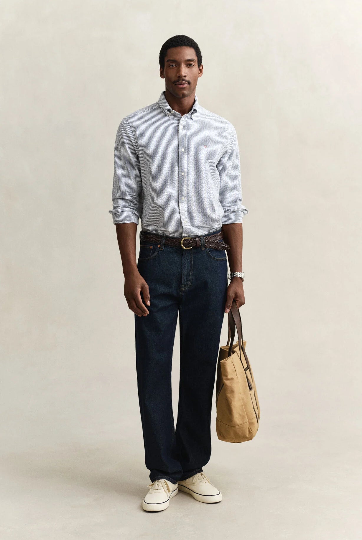 GANT Vintage Blue Reg Seersucker Stripe Shirt #Colour_Vintage Blue
