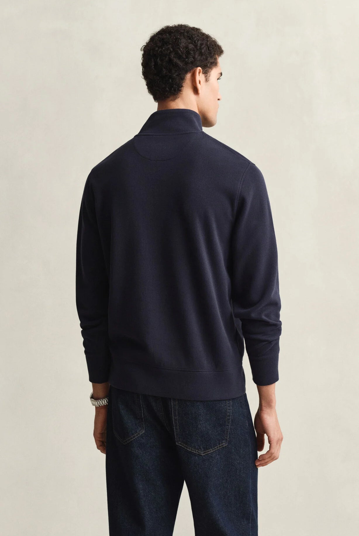GANT Evening Blue Light Sacker Half Zip #Colour_Evening Blue