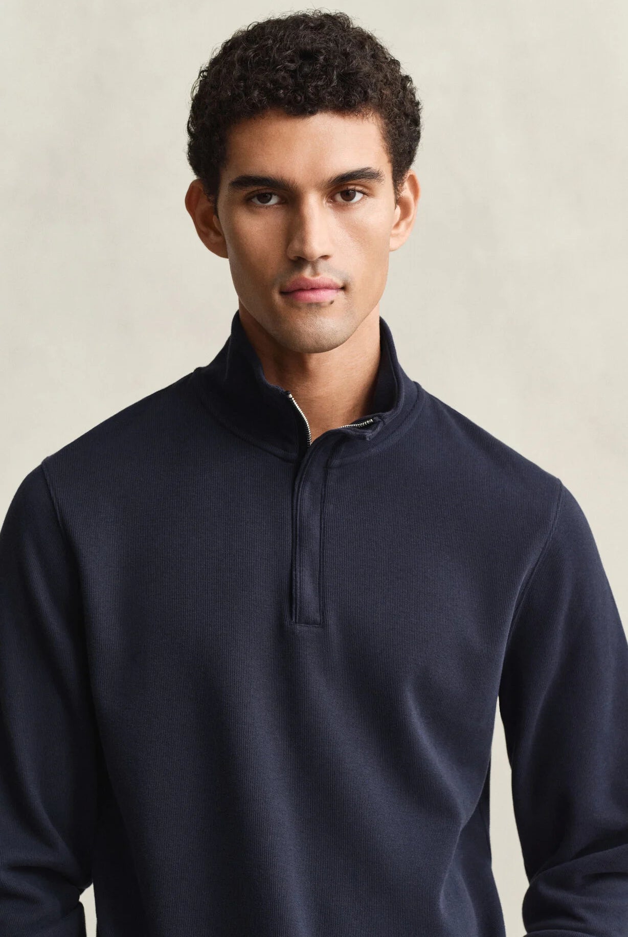 GANT Evening Blue Light Sacker Half Zip #Colour_Evening Blue