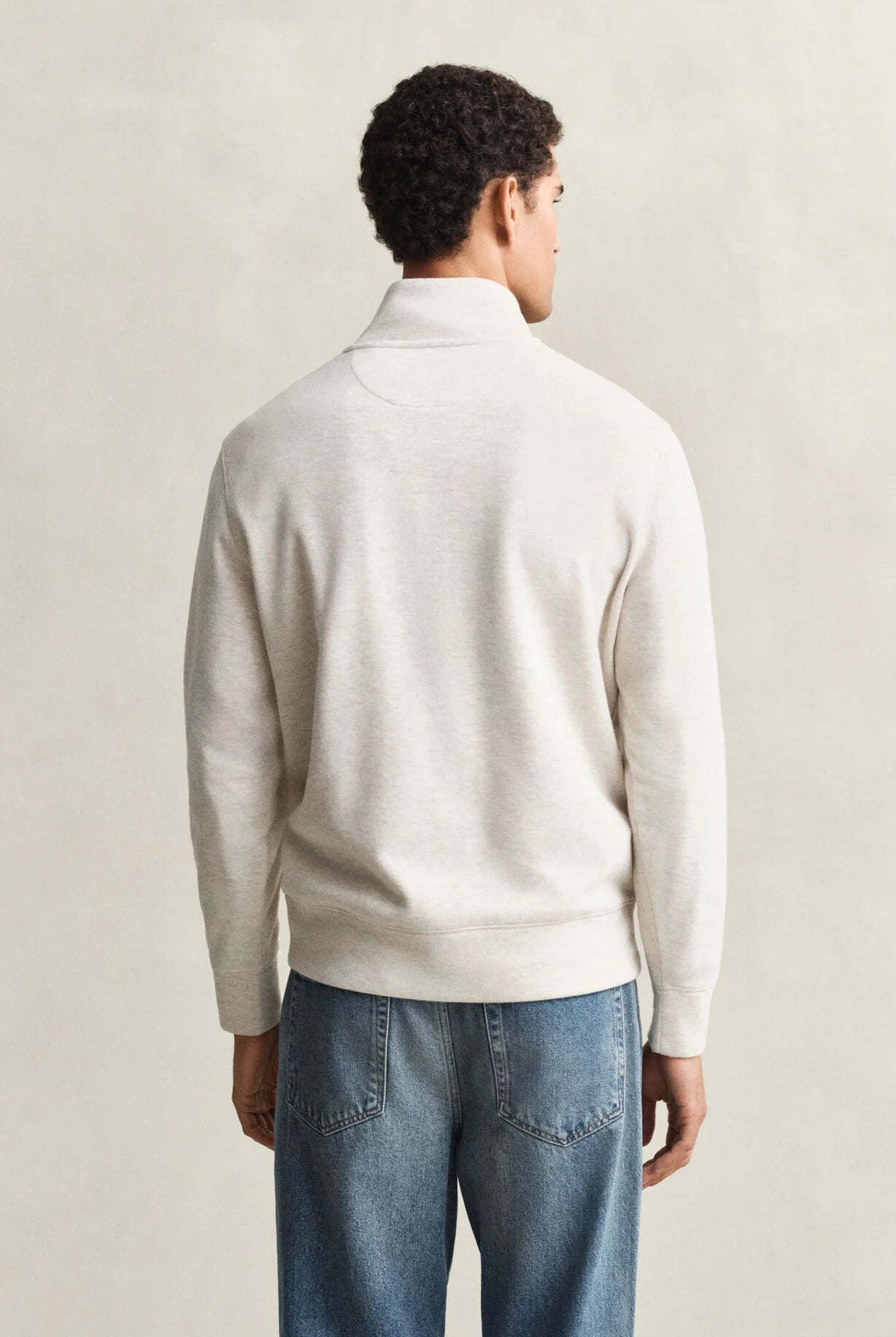 GANT Seed Melange Light Sacker Half Zip #Colour_Seed Melange
