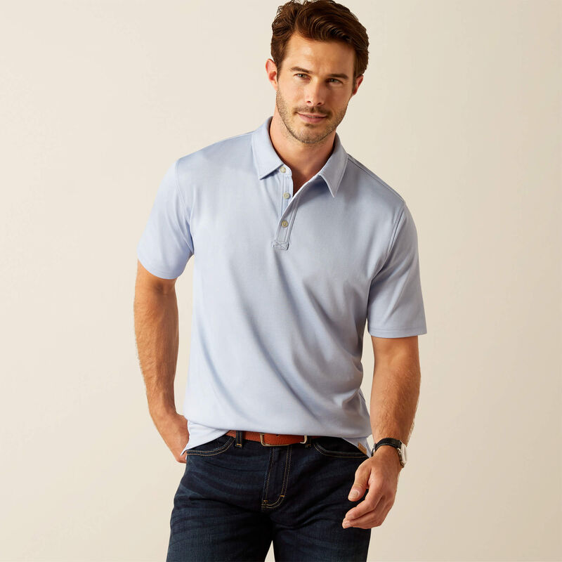 Ariat Pacific Blue Heather Shaldon Polo #Colour_Pacific Blue Heather