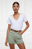 High Rise Denim Short -    sage -  UK16