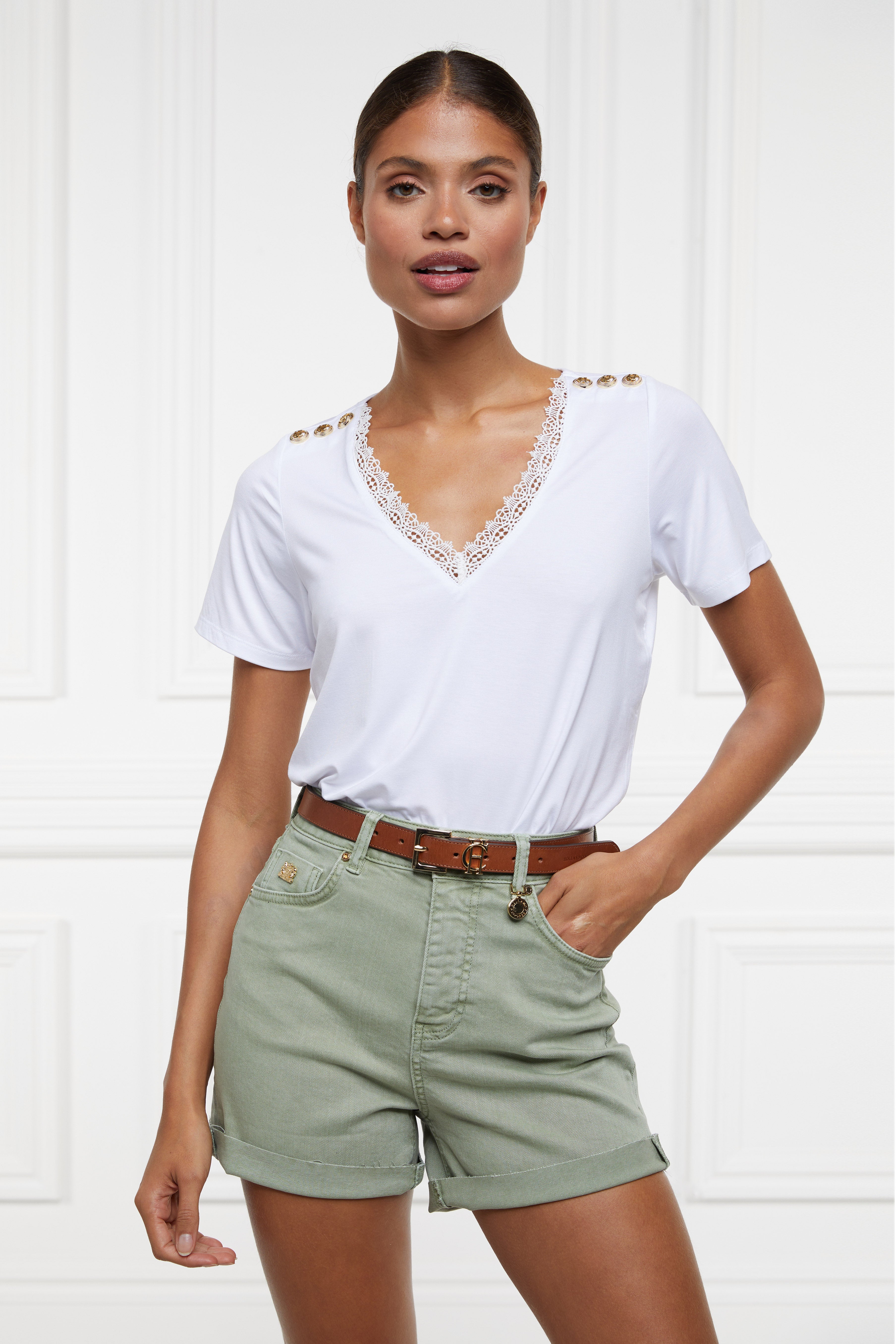 High Rise Denim Short -    sage -  UK16