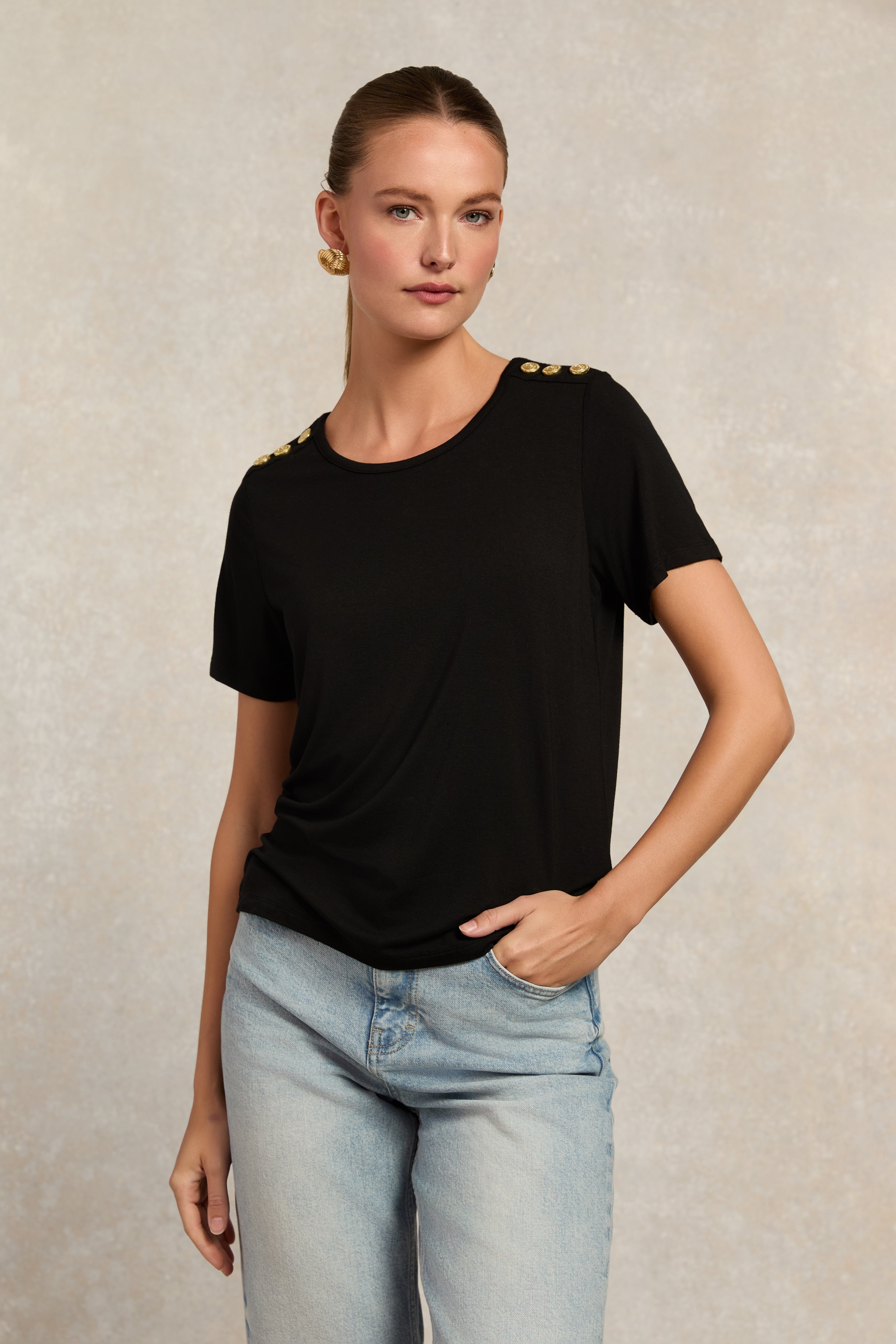 Relax Fit Crew Neck Tee -    black -  XL