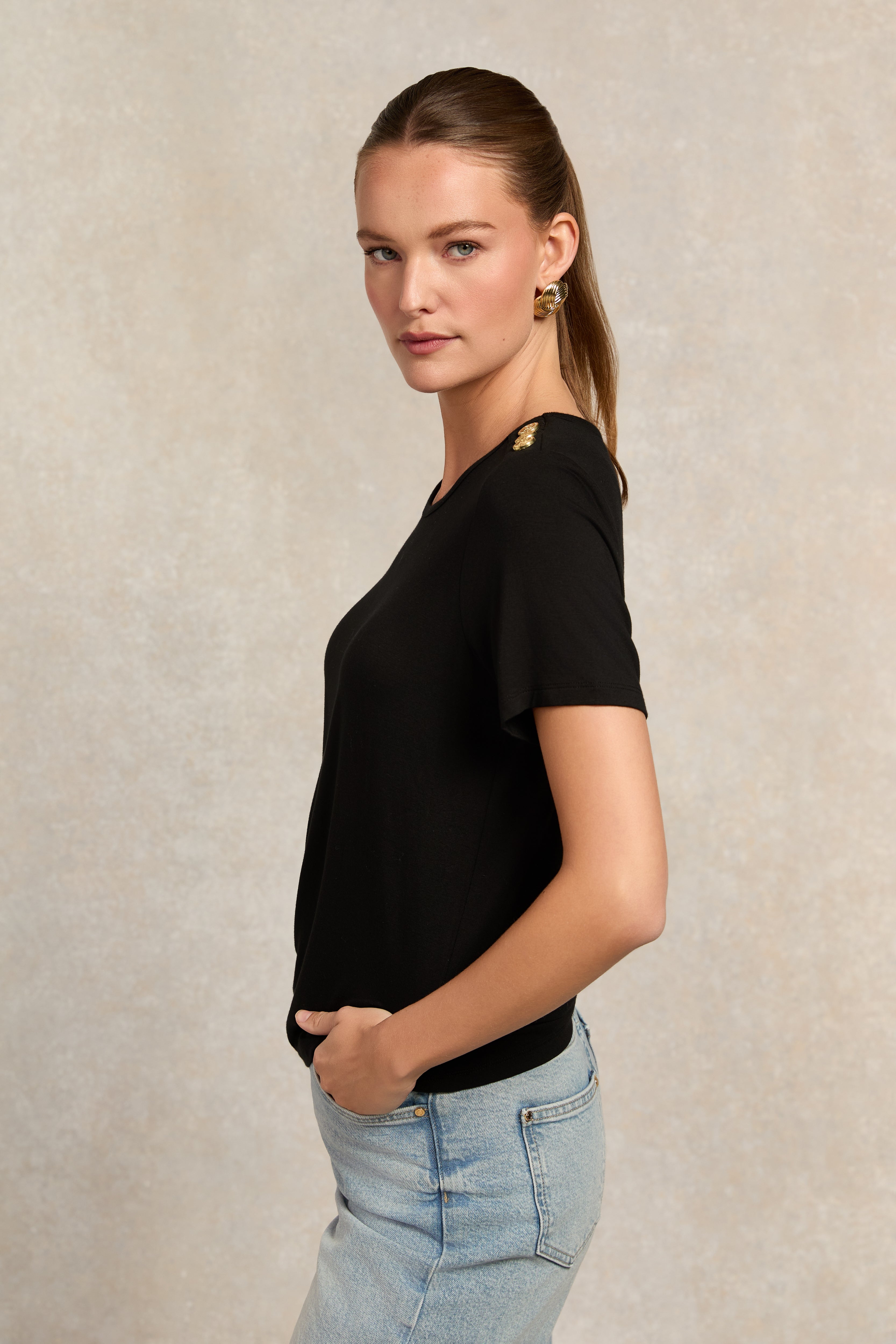 Relax Fit Crew Neck Tee -    black -  XL - View 84