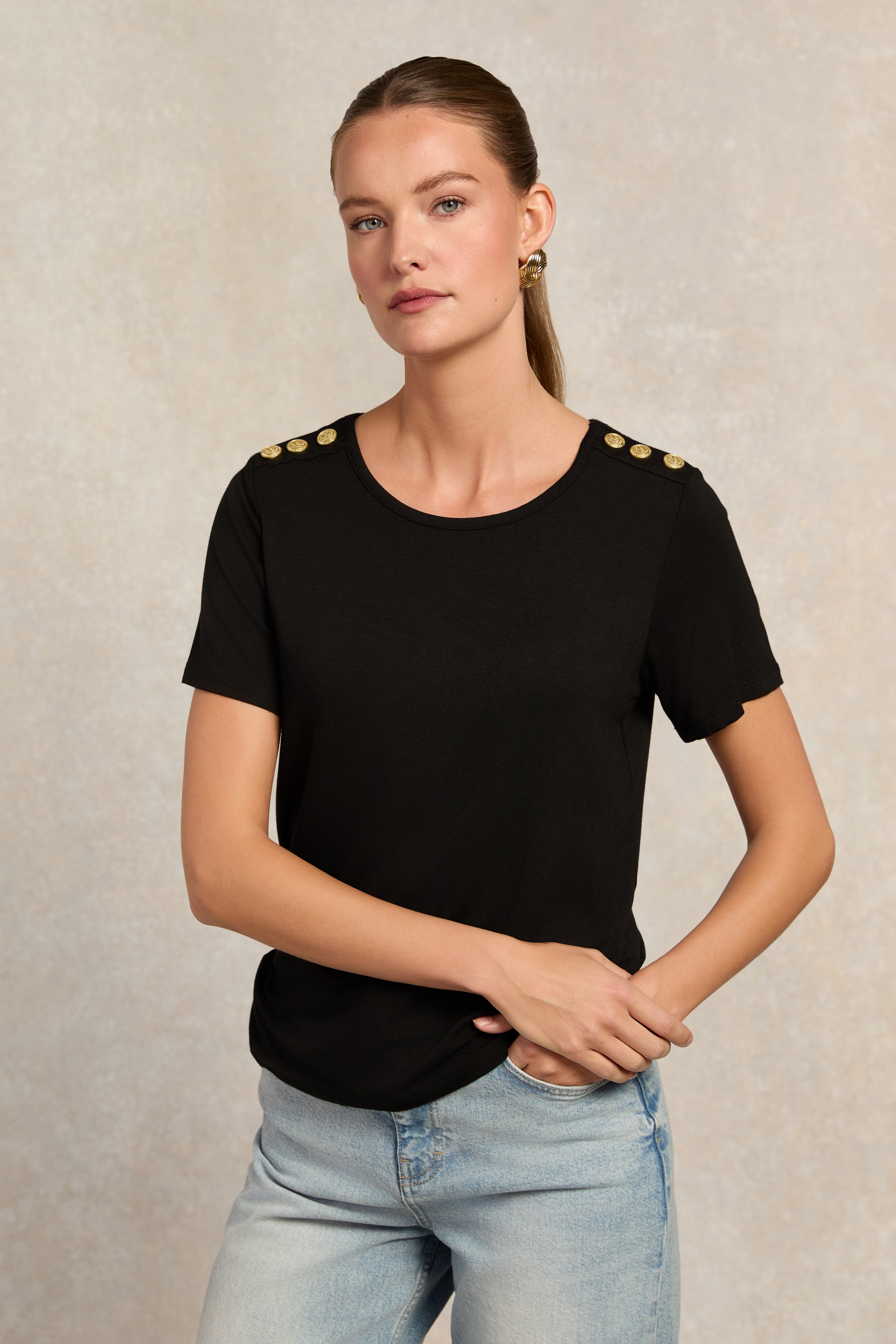 Relax Fit Crew Neck Tee -    black -  XL - View 79