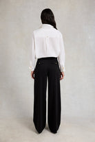 Holland Cooper Black Pleated Wide Leg Trouser #Colour_Black