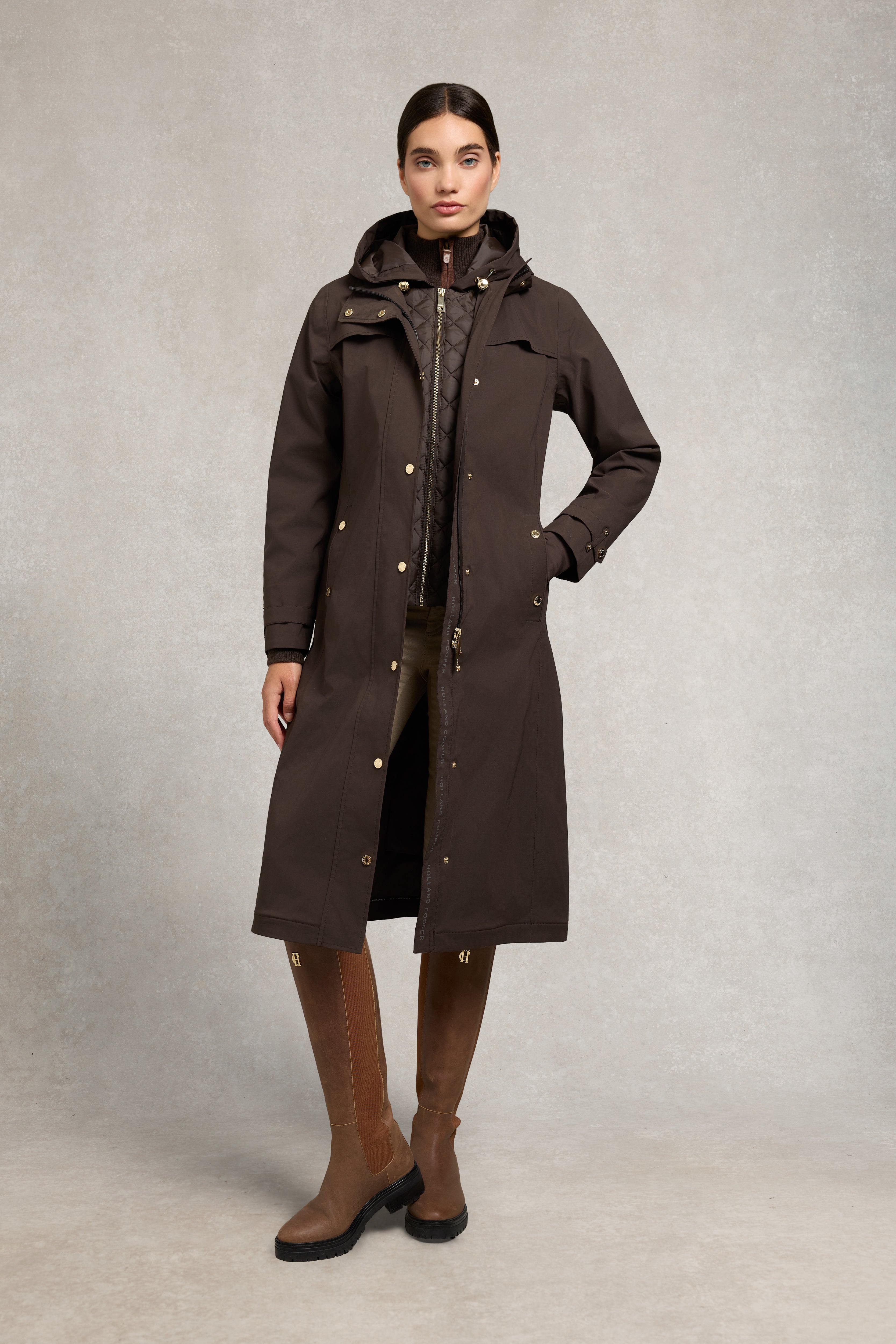 Holland Cooper Folgate Rain Coat #Colour_Chocolate