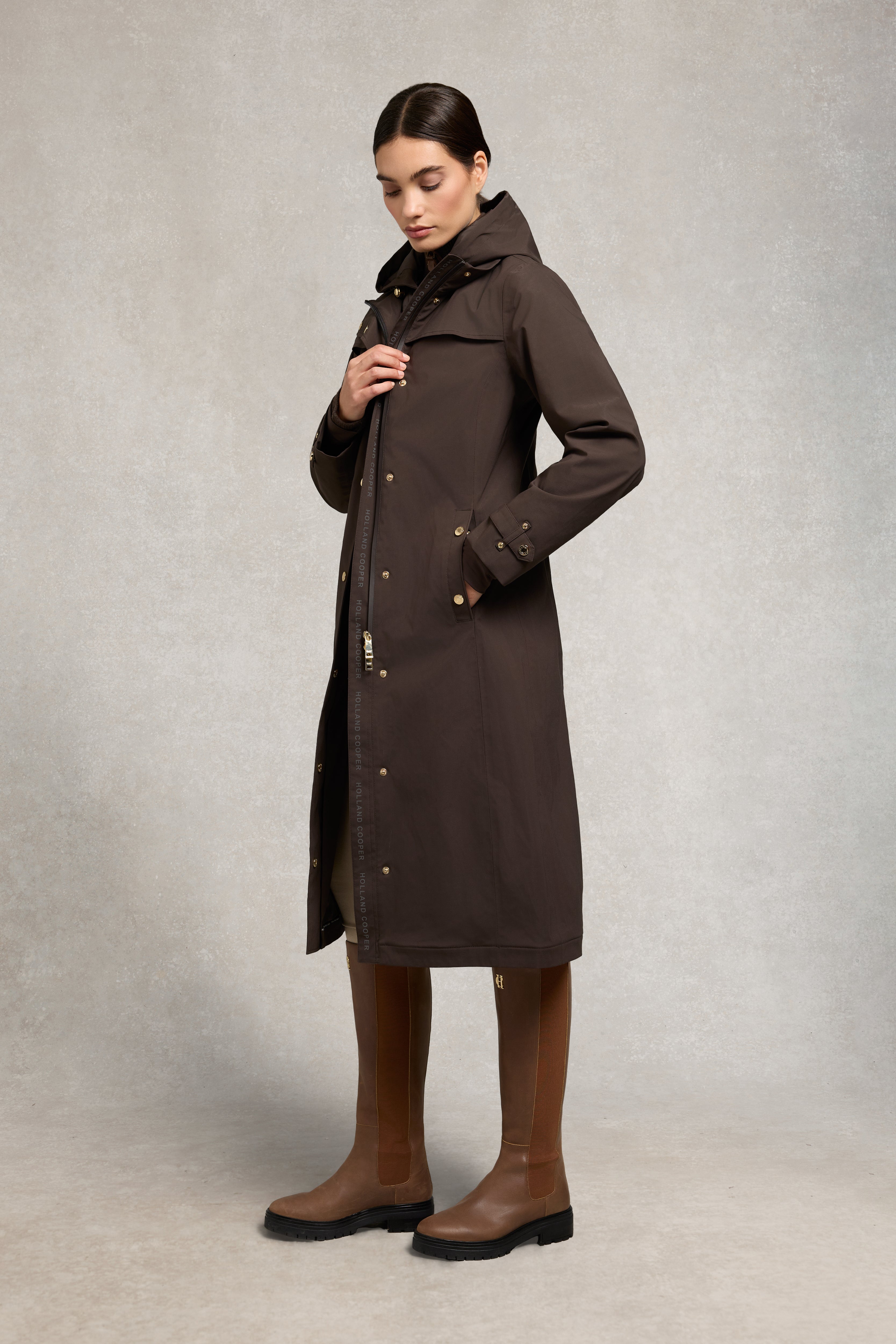 Holland Cooper Folgate Rain Coat #Colour_Chocolate