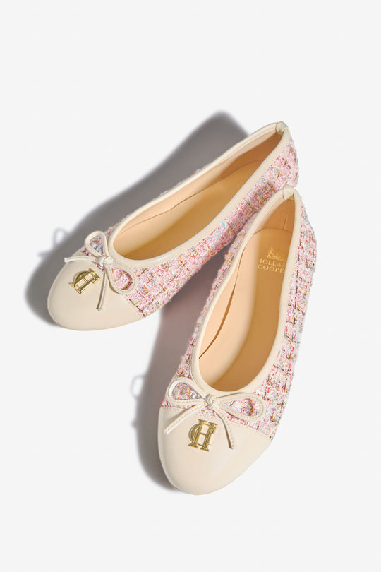Holland Cooper Pink Sparkle Boucle Ballet Shoe Boucle #Colour_Pink Sparkle Boucle