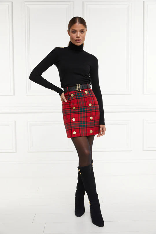 Holland Cooper Red Tartan Knightsbridge Skirt Tartan-OUTLET #Colour_Red Tartan