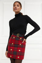 Holland Cooper Red Tartan Knightsbridge Skirt Tartan-OUTLET #Colour_Red Tartan