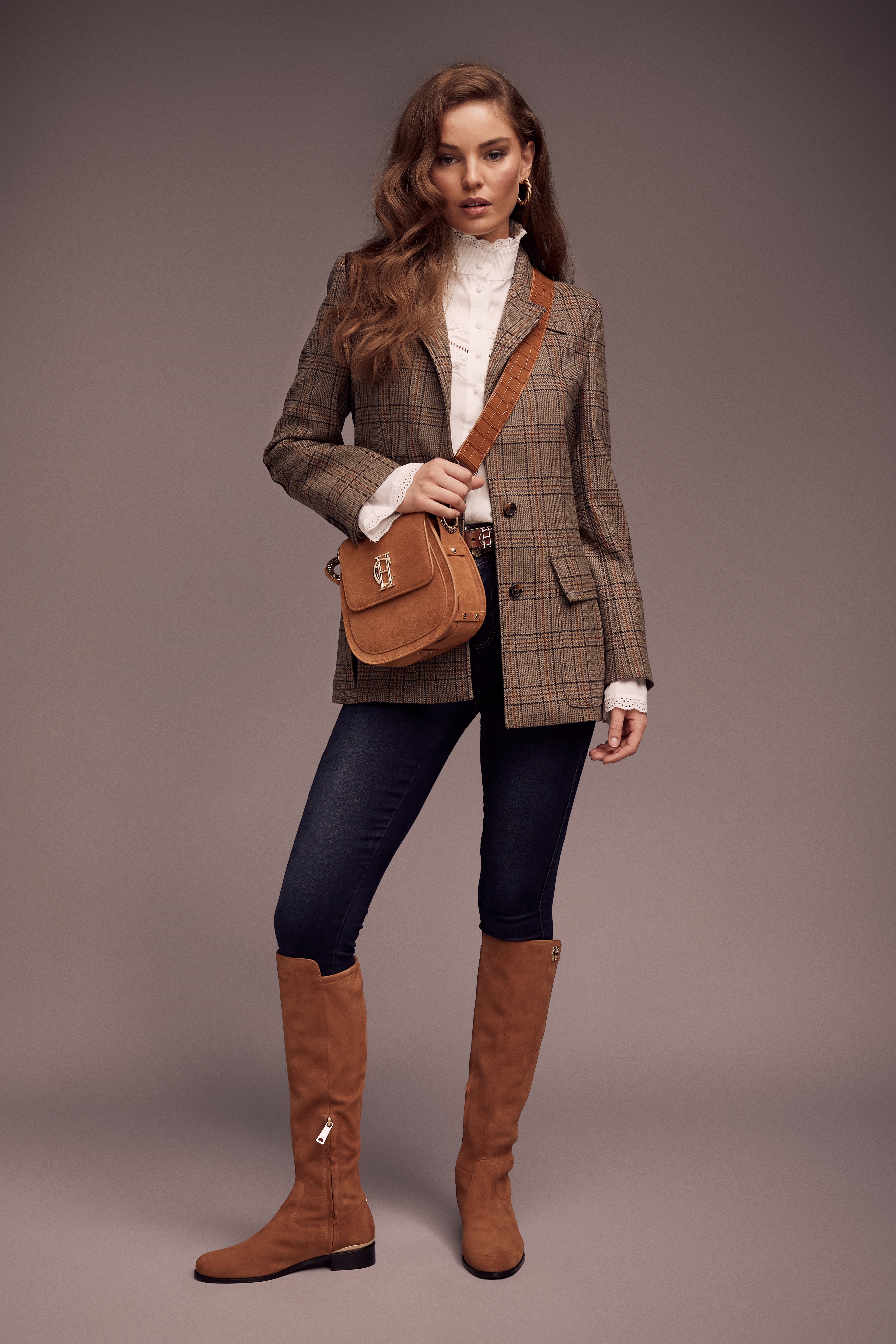 Holland Cooper Tan Albany Knee Boot #Colour_Tan