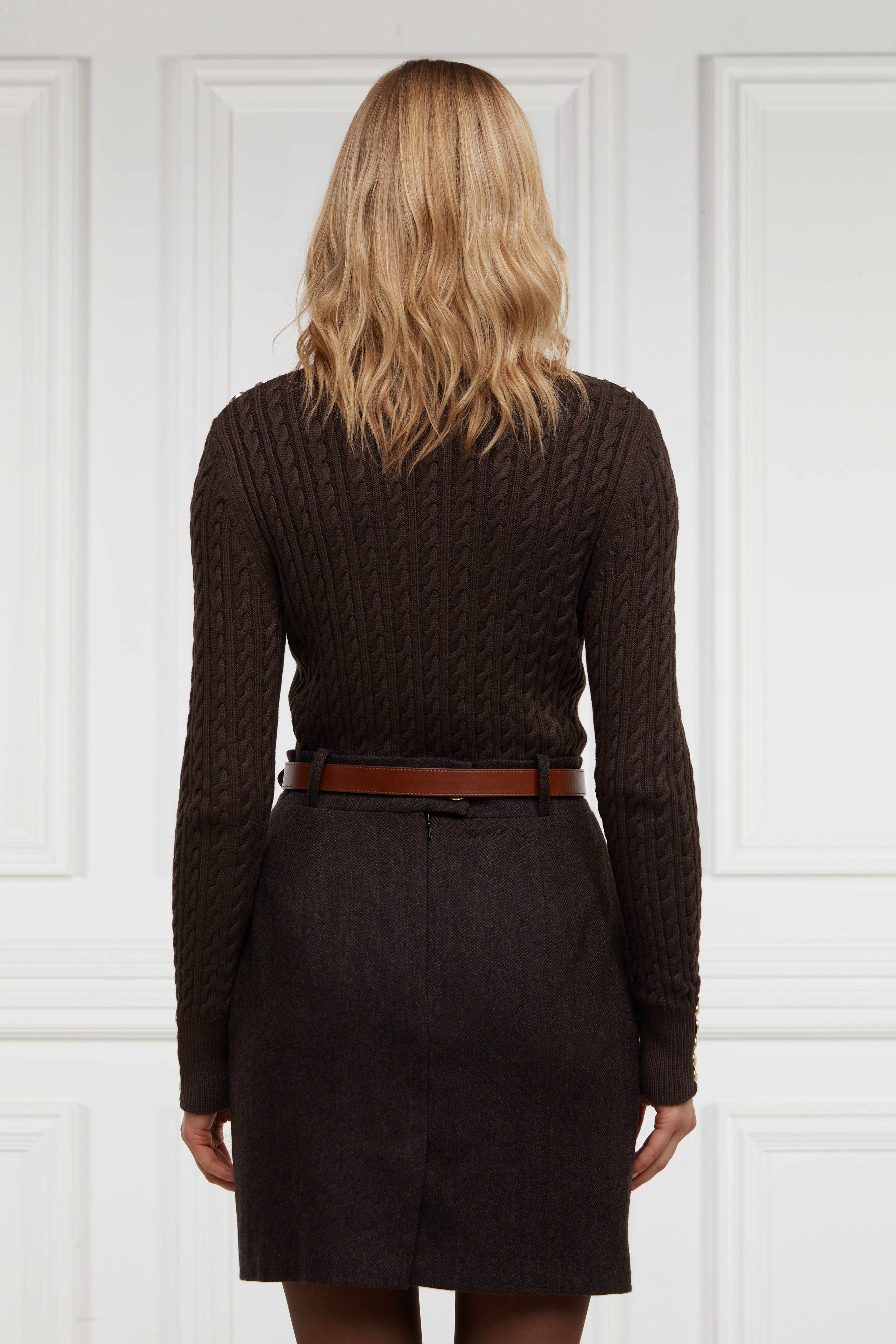 Regency Skirt -   chocolate herringbone -  UK8 - View 100