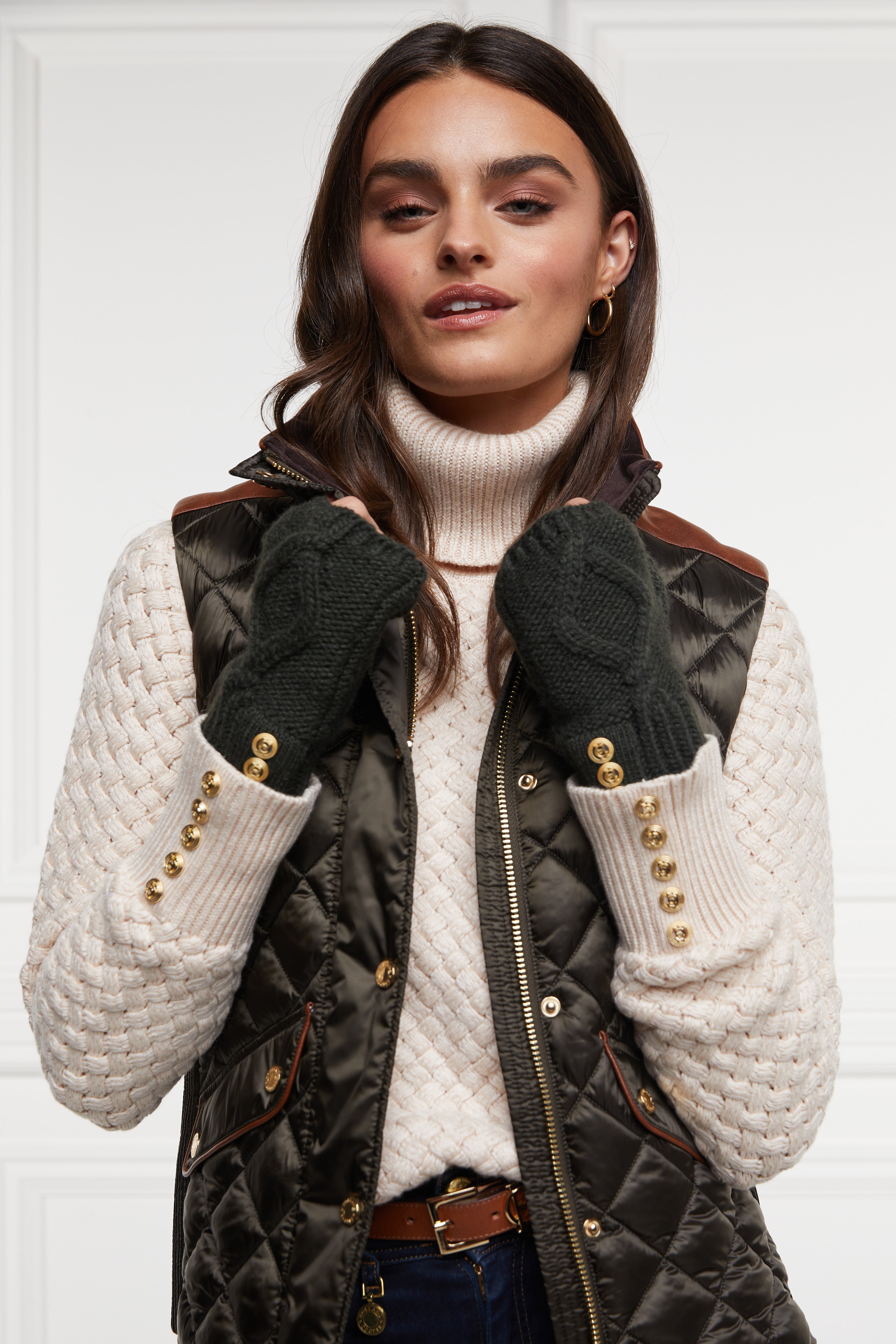 Cortina Fingerless Gloves -   fern green - View 2